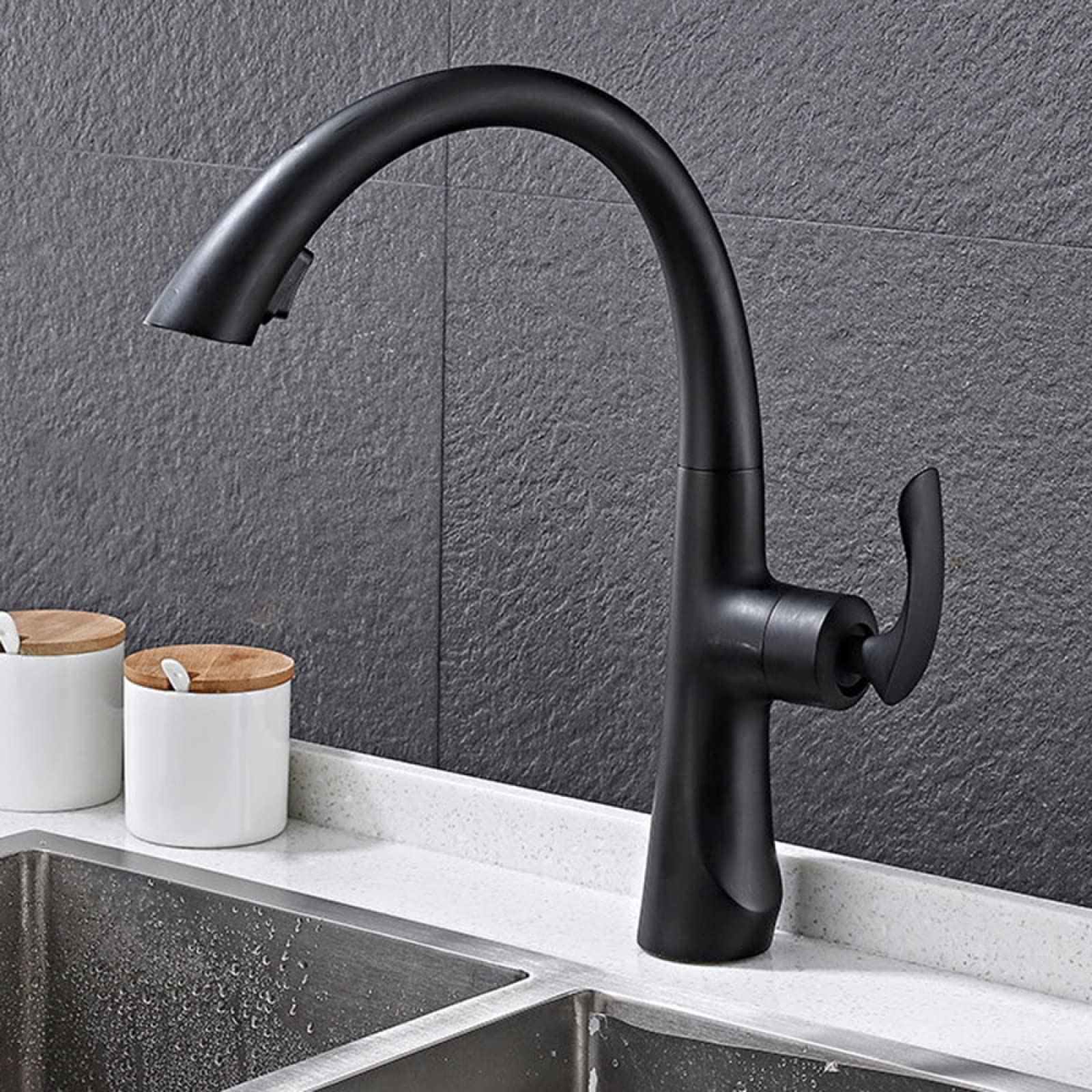Grifo de fregadero de cocina extraíble con doble caño y agua fría-caliente