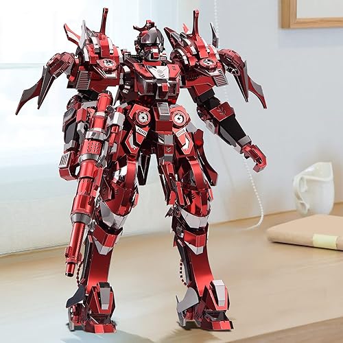 Miniatura 6 de Piececool Rompecabezas de metal 3D, kits de modelo Mecha, modelos de figuras de trueno rojo, kits de construcción para adultos, rompecabezas 3D para