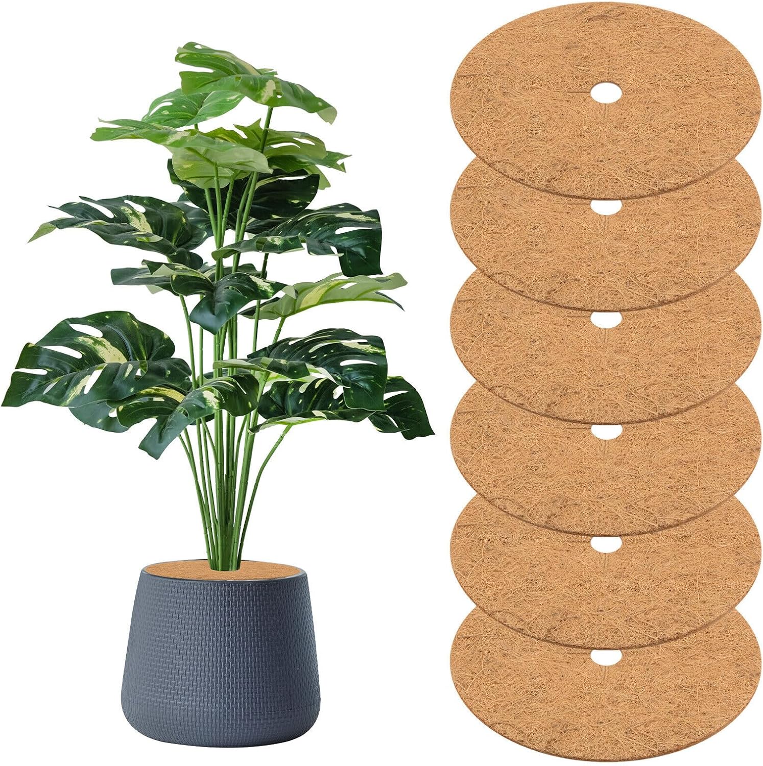 Home and Garden Parts 6-Pack 11.8 Inch Coconut Fibers Mulch Ring Tree Protector Mat Coconut Brown #CN/251024/10591