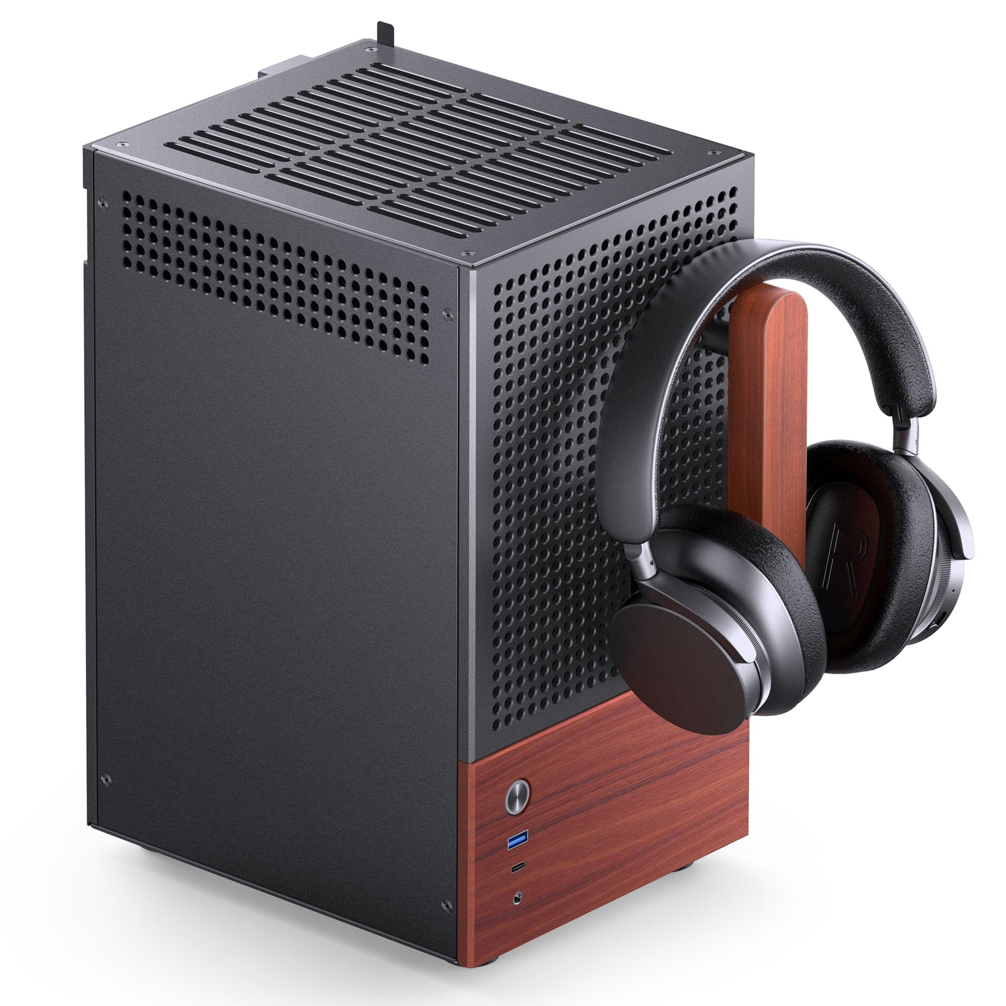 Jonsbo T6 Mini-ITX Case per PC – Nero, Vetro Temperato & Maniglia in Legno, Alluminio & Acciaio, Case Mini-Tower Compatto