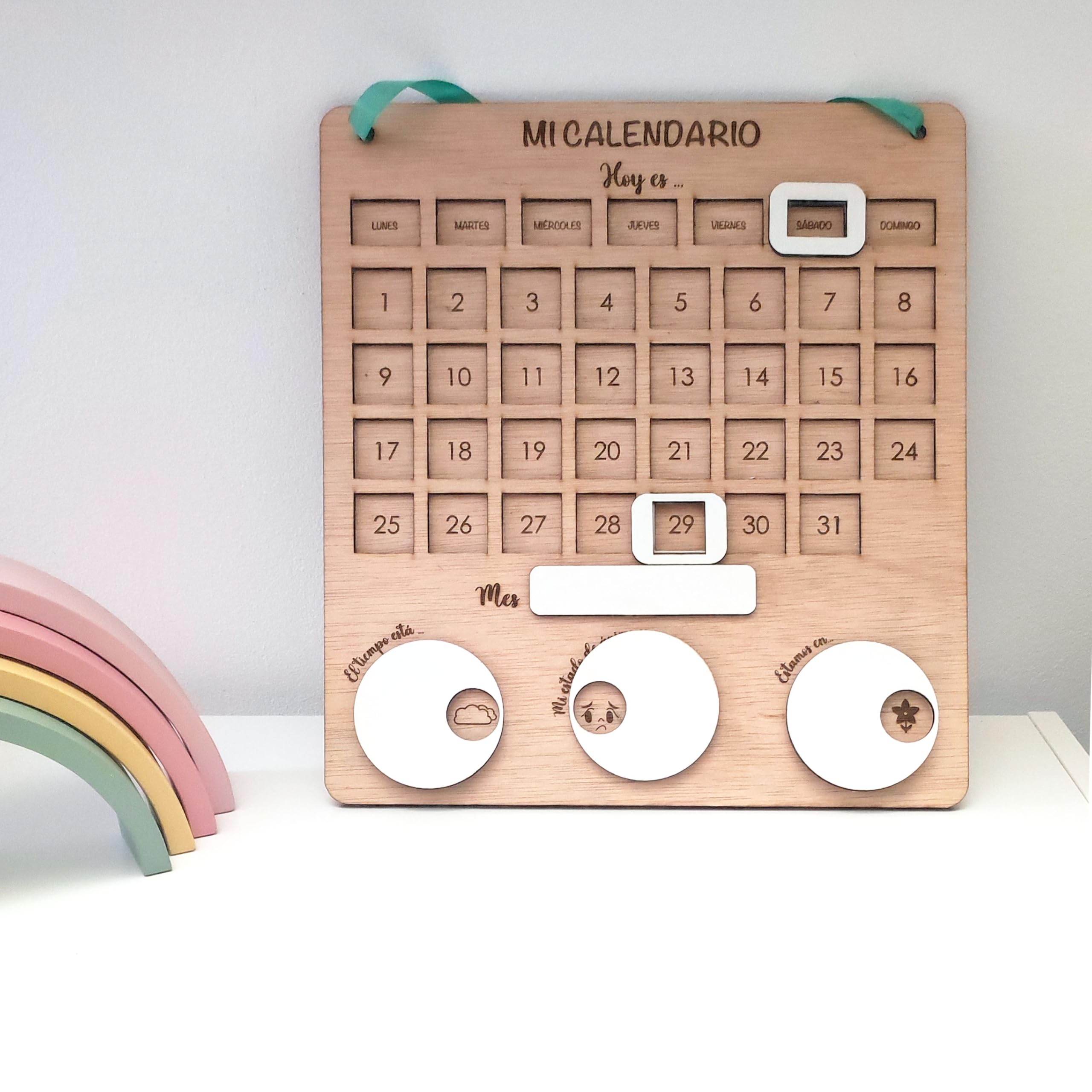 Calendario Montessori | Calendario de Aprendizaje | Aprender días, semanas, meses, estados de ánimo y tiempo | Lulamuk