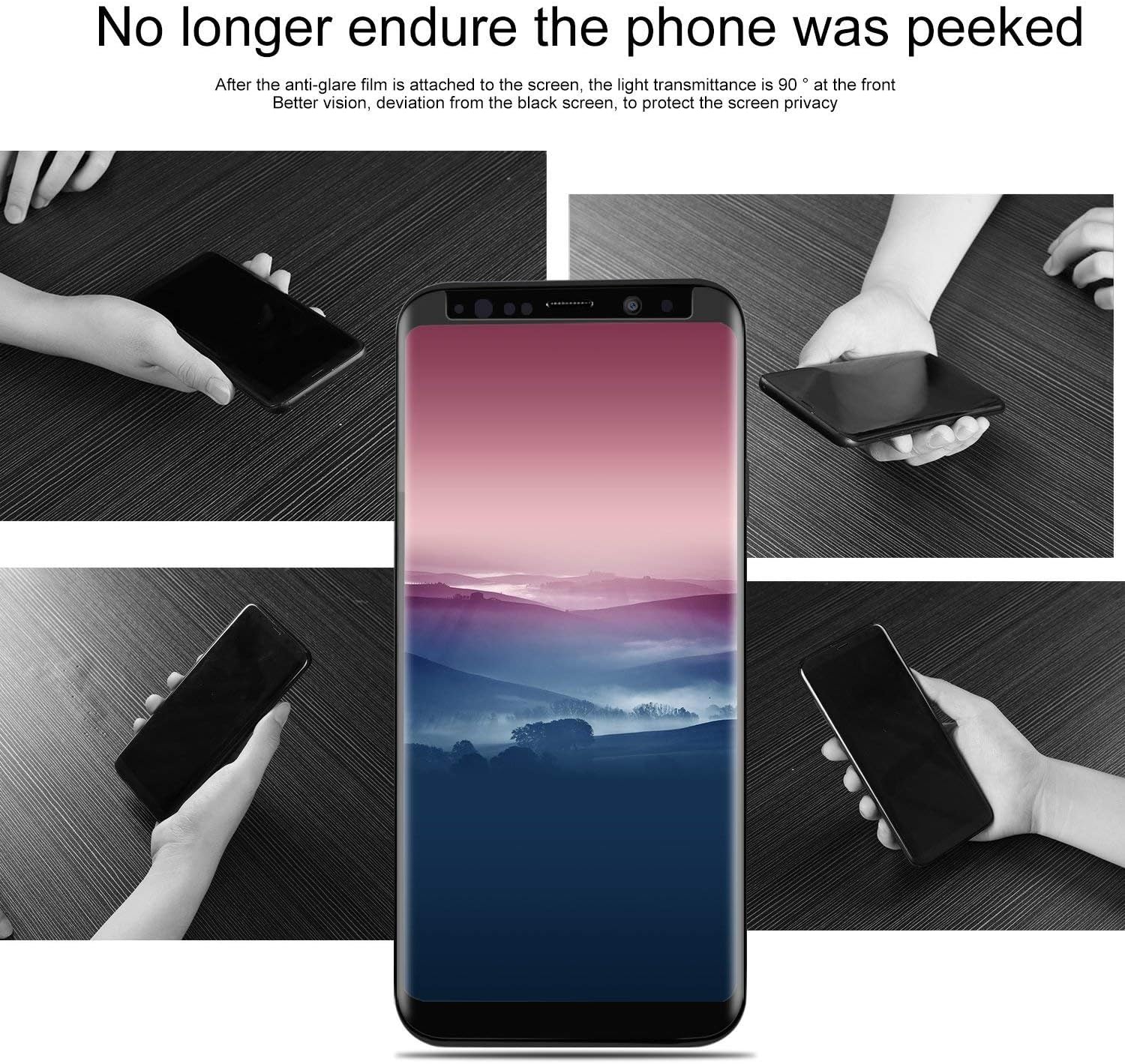 Galaxy S9 Plus Screen Protector Privacy Tempered Glass, YMH Anti Spy Anti-Scratch Bubble Free Case Friendly Easy Install 3D 9H Hardness Black Screen Protector for Samsung Galaxy S9 Plus S9+ [1 Pack]