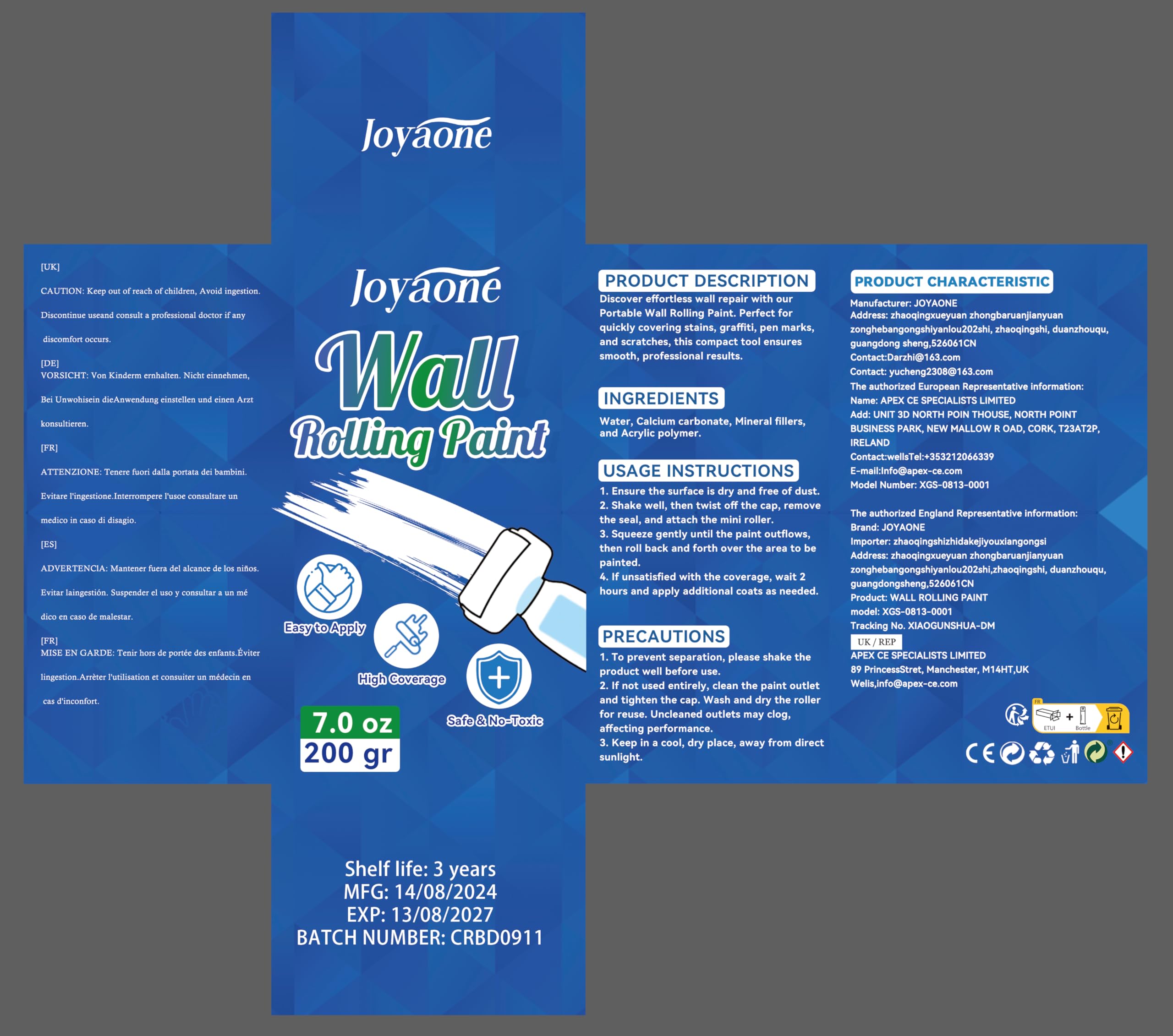 Verfroller - wandreparatie-rolborstel | 500 g sneldrogende en witte verf op waterbasis voor muur | draagbare geïntegreerde verfroller kit - eenvoudig aan te brengen voor reparatie huishoudelijke muren Verfroller - wandreparatie-rolborstel | 500 g sneldrogende en witte verf op waterbasis voor muur | draagbare geïntegreerde verfroller kit - eenvoudig aan te brengen voor reparatie huishoudelijke muren