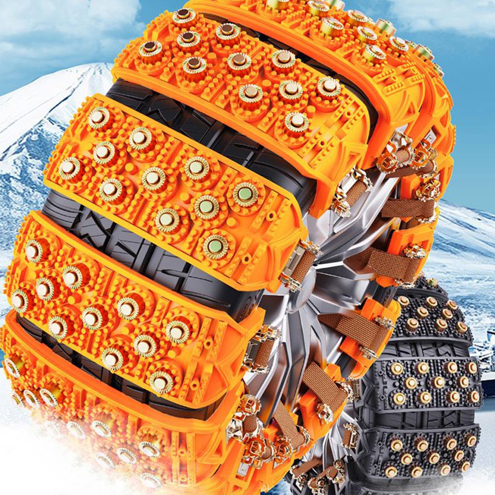 Schneeketten Auto Schneekette für 165-265mm Reifen, 8 Stück Universal Winterketten Reifenketten für Auto, LKW, SUV - Aktualisierte Version, Verdickte Stahlnägel, Schnelle Montage/Demontage
