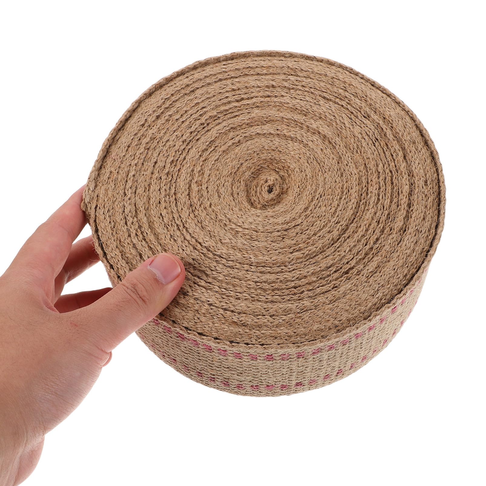 Rotes Juteband Bastel Jute Gurtband mit Roten Streifen Robust und Atmungsaktiv für Stuhlreparaturen und Gartenbinden