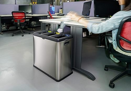 Miniatura 5 de Step N' Sort OPN603 - Cubo de basura y reciclaje de 16 galones, 3 compartimentos, color plateado