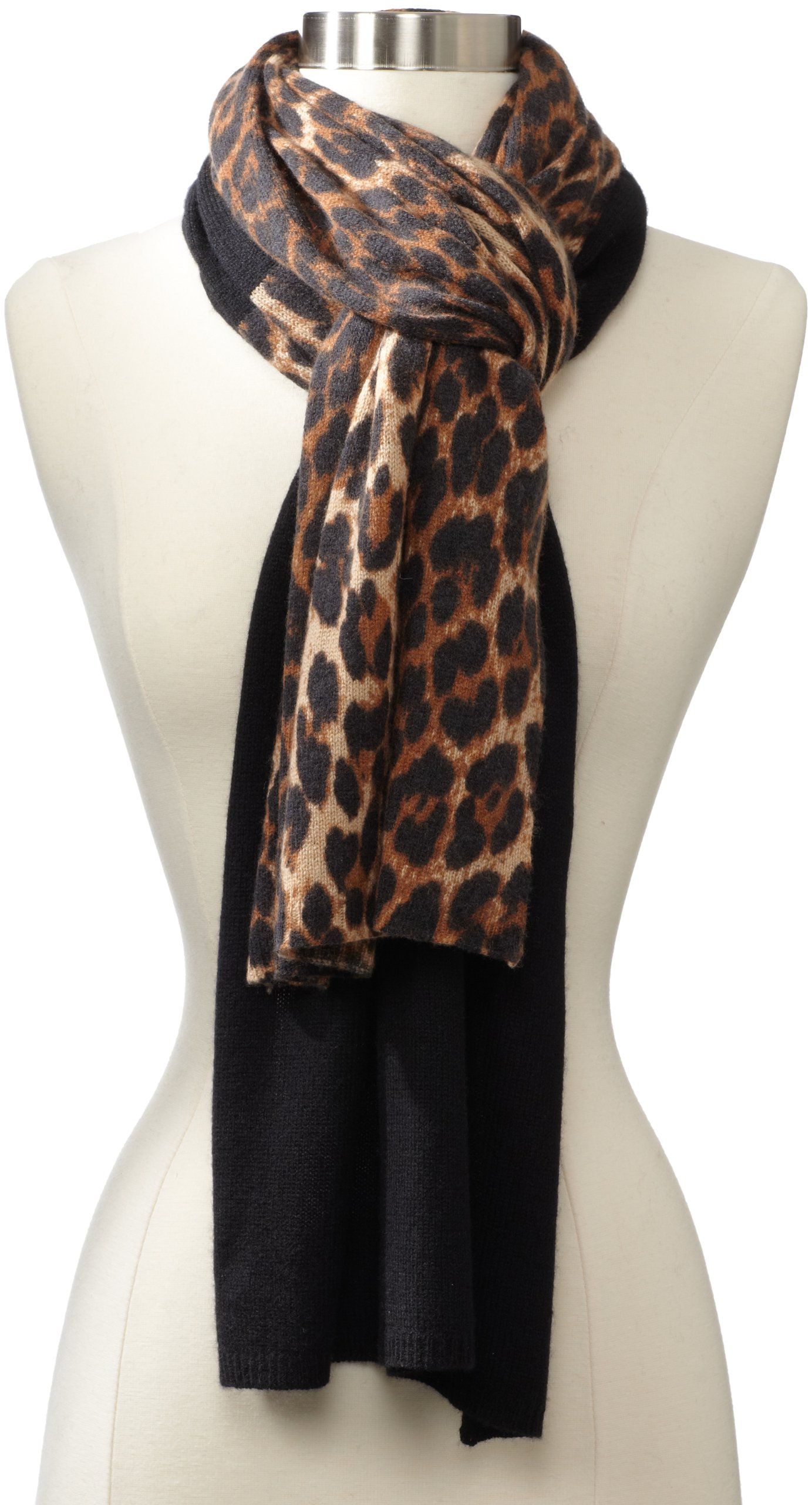 Sofia Cashmere Women's 100% Cashmere Leopard Animal Print Scarf