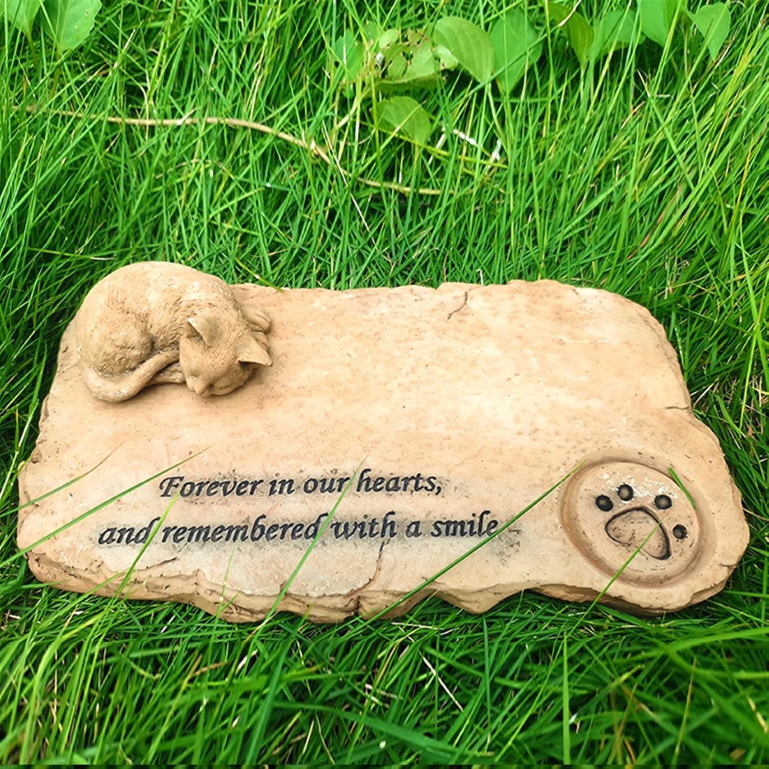 Personalized Pet Grave Markers - Beautiful Pet Memorial Stones for Cat Memorial Stones - Custom Pet Headstones for Cats - Cherished Cat Memorials & Funerary Remembrance Plaques,Sand Color