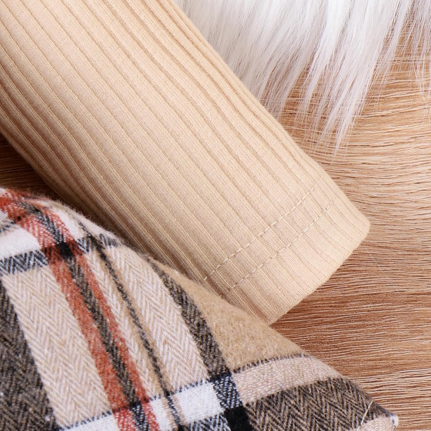 Baby Girl Clothes Fall Winter Outfit Plaid Romper Long Sleeve Dress Lace Ruffles Bodysuit with Bow Headband - Image 7