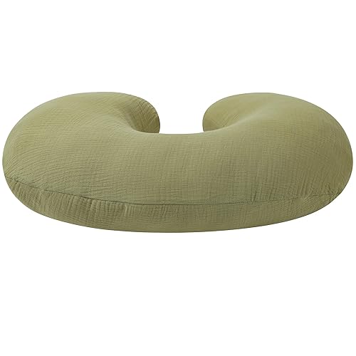 Miniatura 6 de Onacosht Funda de almohada de muselina para lactancia ultra suave, para bebé, niño y niña, paquete de 2 unidades, color verde claro y beige