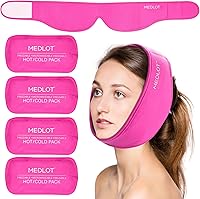 Vista 1 de LotFancy Compresa Facial de Hielo con 4 Paquetes de Gel para Terapia de Calor y Frío Reutilizables, Alivio del Dolor para TMJ, Dientes de Sabiduría