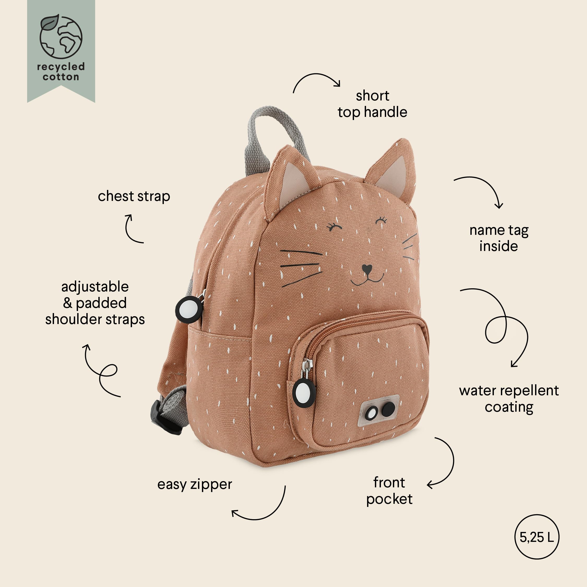 Trixie Small Backpack School Bag Water Repellent - Small Backpack for Child - Small Gym Bag