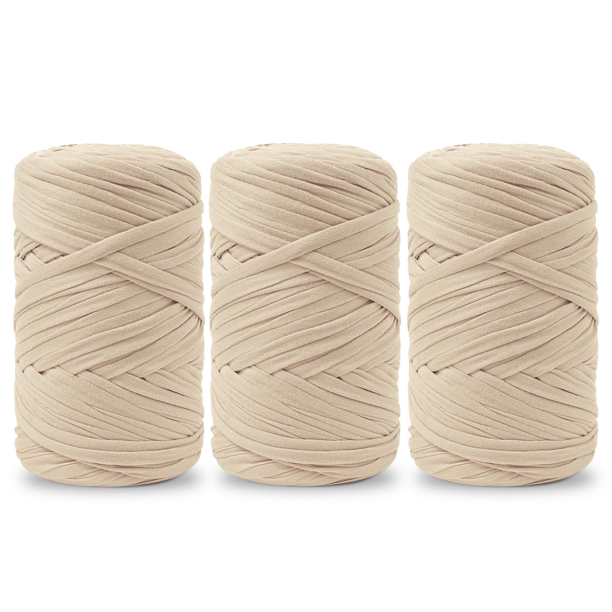 Vincona 3x200g T-Shirt Garn, Tshirt Garn zum Häkeln, Geeignet für gehäkelte Taschen, Körbe, Wandbehänge, Heimdekoration, DIY-Bastelarbeiten-Aprikosenbeige 16