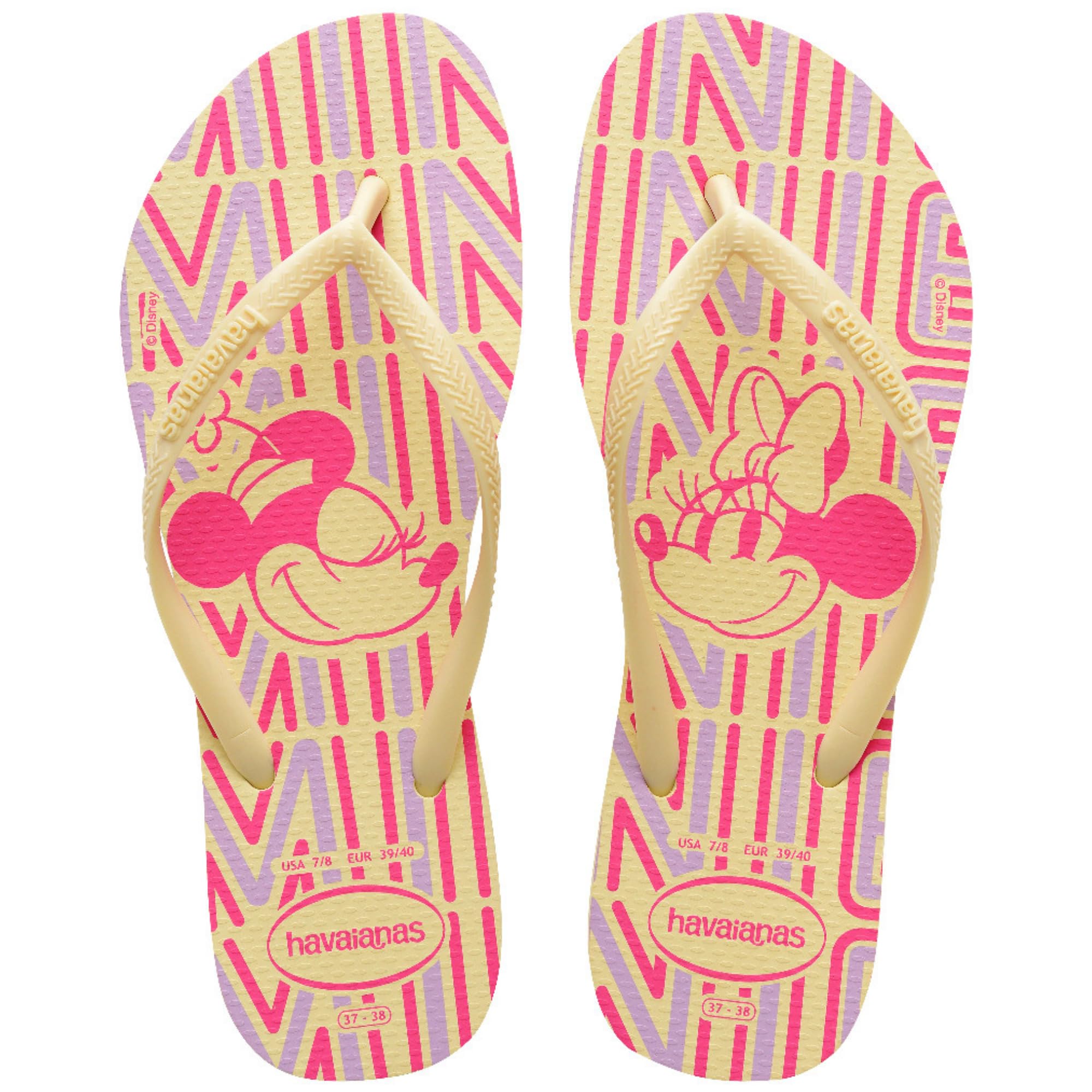 Havaianas – Slim Disney Stylish, bequeme, leichte und stilvolle Badelatschen, Disney-Designs, schmale Riemen und rutschfeste Sohle, Damen