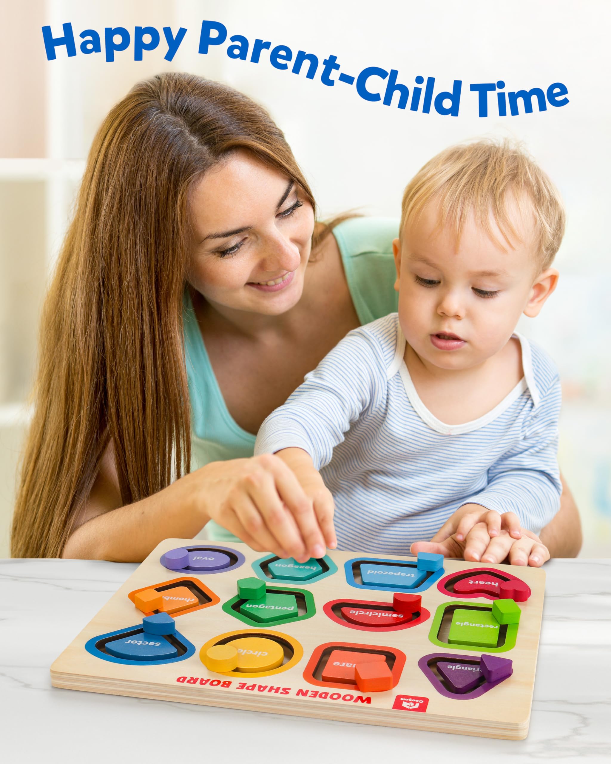 Coogam Rompecabezas de madera con forma de color para niños pequeños, clasificar y apilar, actividades de juego a juego, juguetes educativos de aprendizaje de motricidad fina para niños de 3, 4, 5