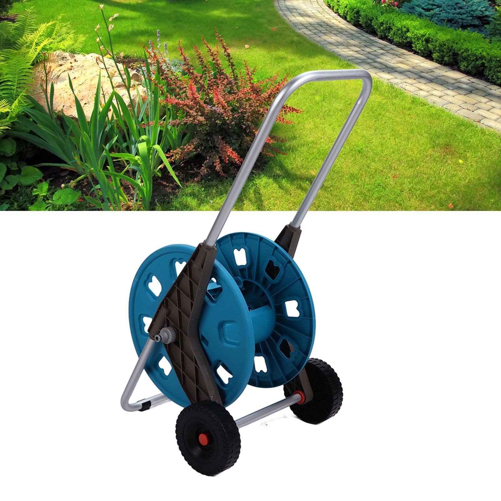 Gartenschlauchwagen mit 60 m Kapazität, 2 und Tragegriff, für Garten und Balkon