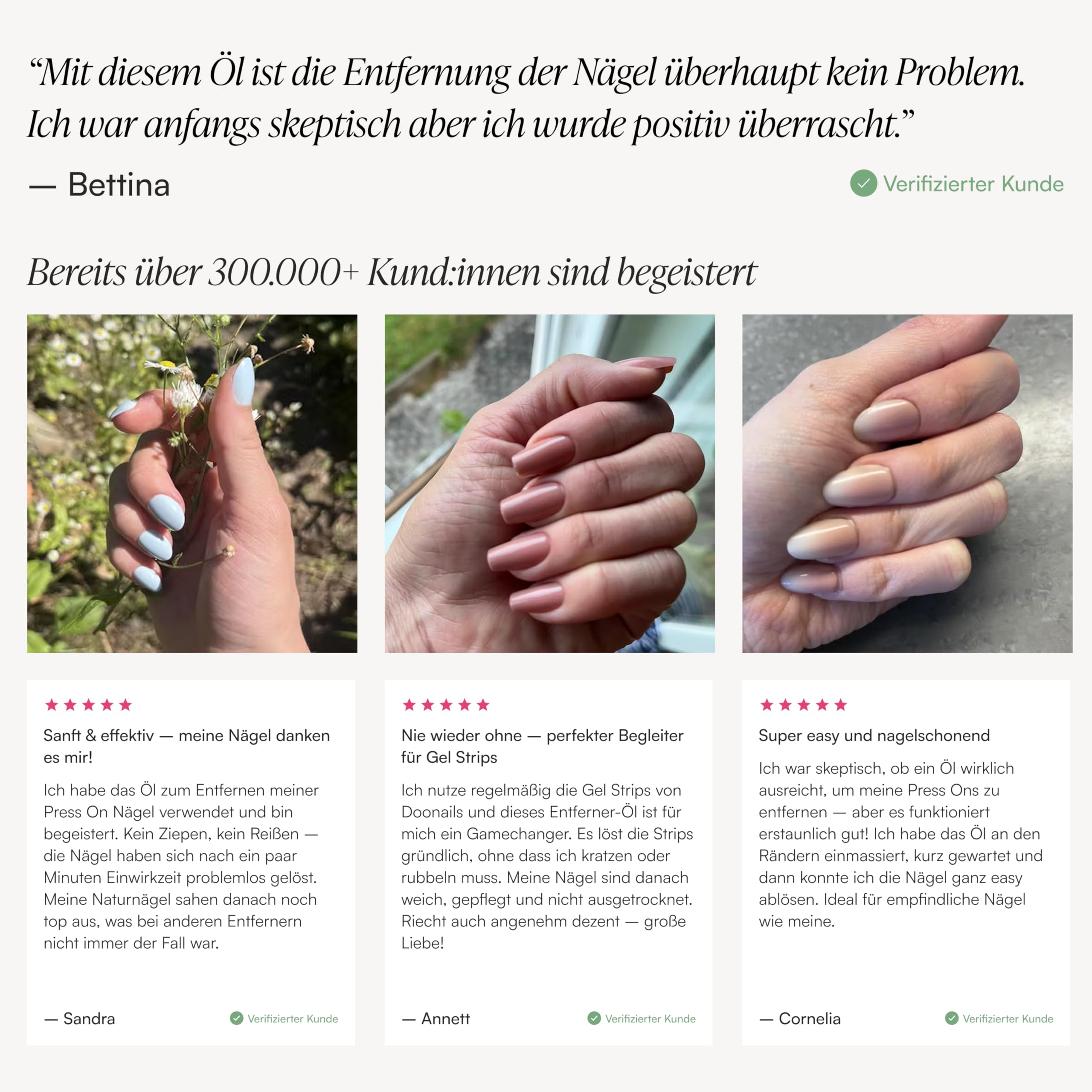 Doonails Olio per la rimozione delicata di Press Ons & Gel Nail Strips – Olio per unghie con ingredienti nutrienti – senza solventi, coloranti e profumi (30ml)