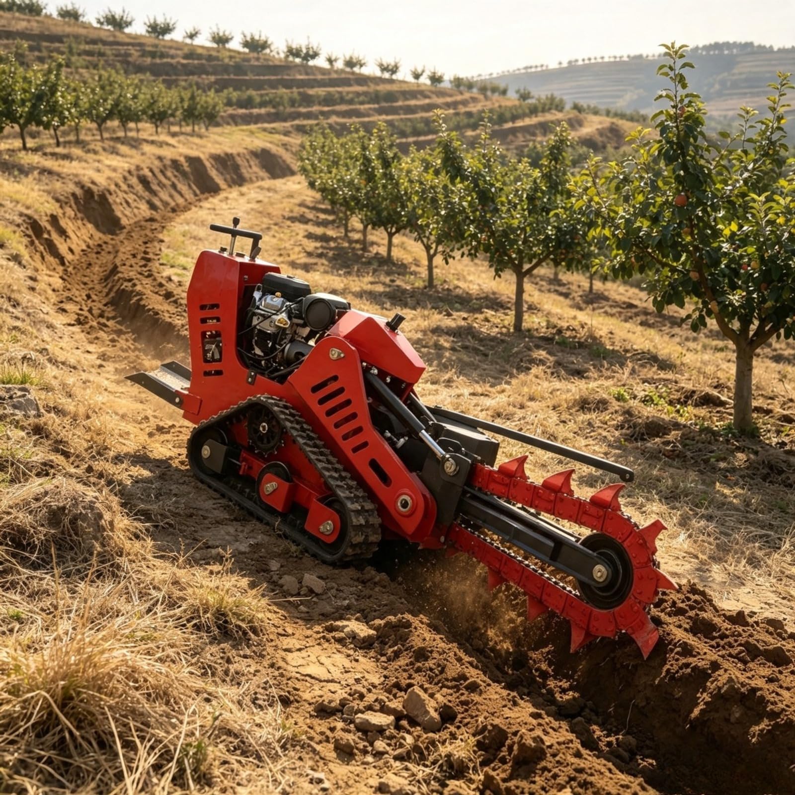 Mini Tracked Ditching Machine for Orchard Pipeline Installation