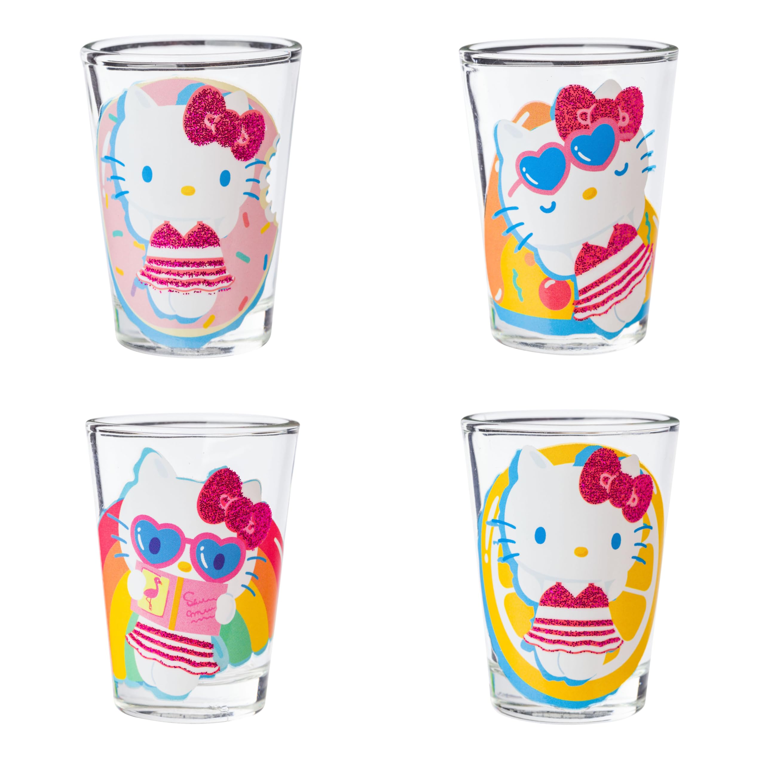 Silver Buffalo Tumbler Hello Kitty 590ml Con Frutta Glitterata - Bicchiere Plastica Con Cannuccia E Coperchio