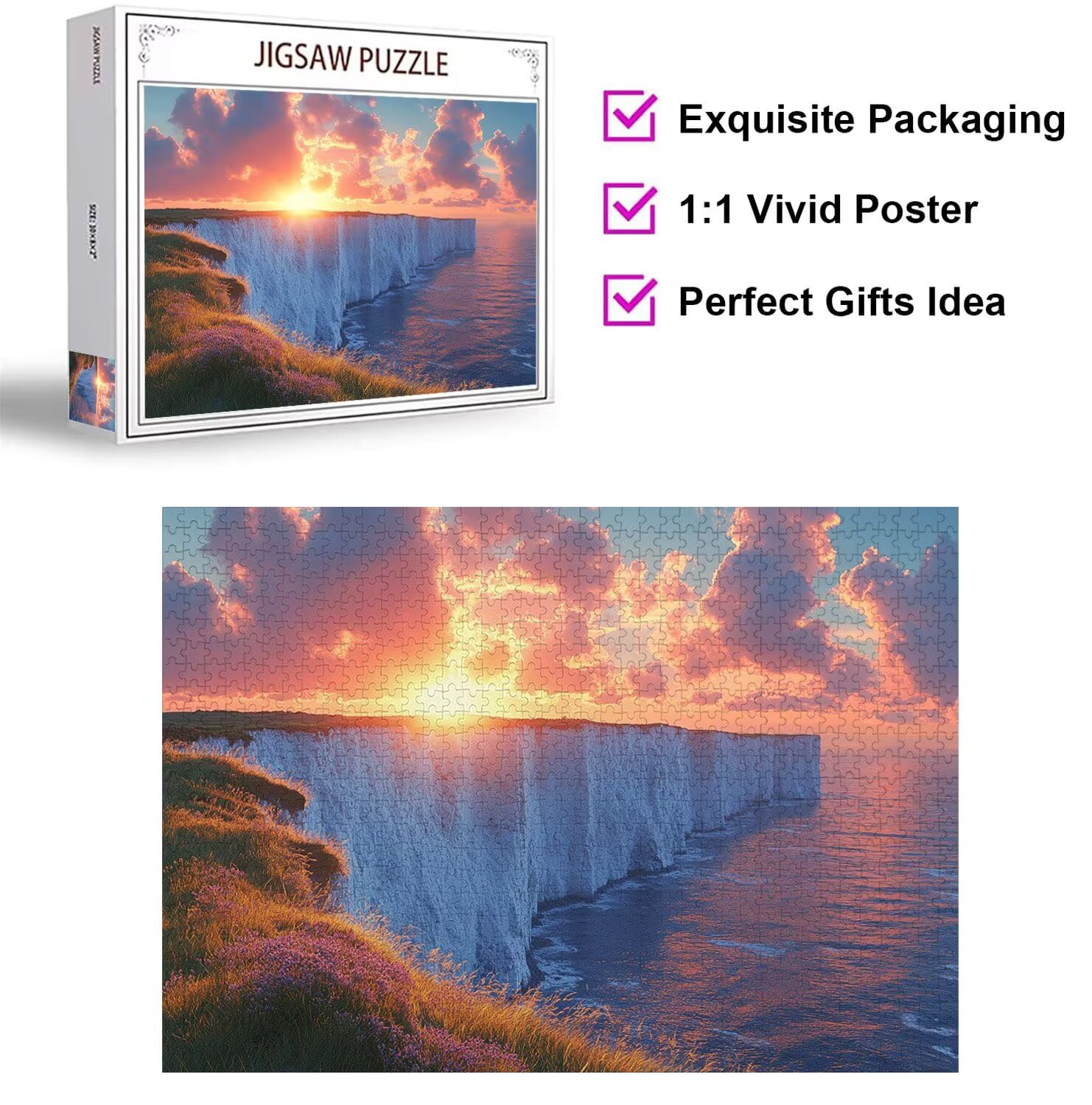 Puzzle 1000 Pièces Coucher de Soleil Puzzles Classiques Paysage n-443
