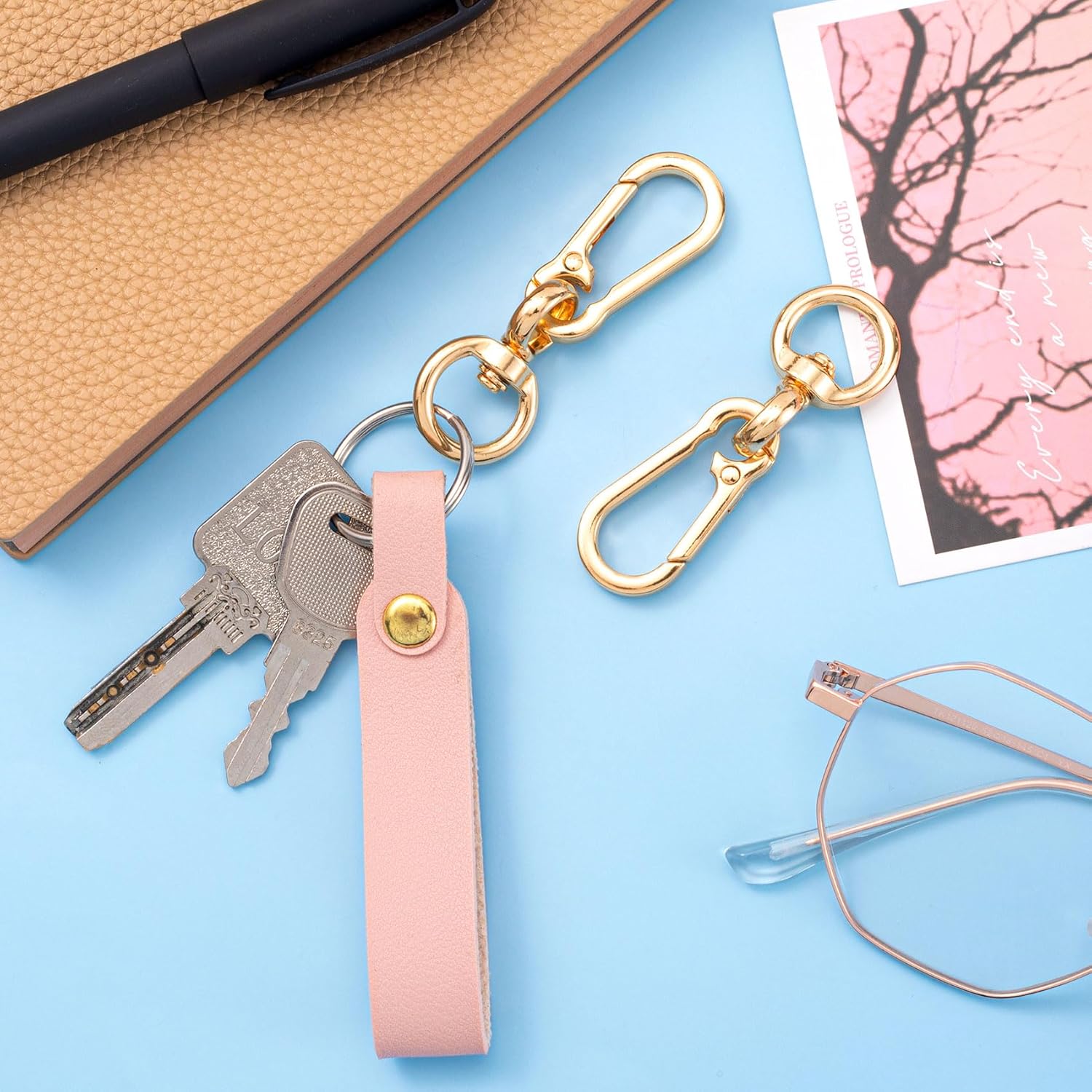 OIIKI 2 Sets Swivel Clasp Clips, Metal Swivel Snap Hook, Flexible Key Chain Clip with Key Ring for DIY Crafts, Jewelry Clasps, Lanyard Making - Gold, 2.5" x 0.79" - Image 7