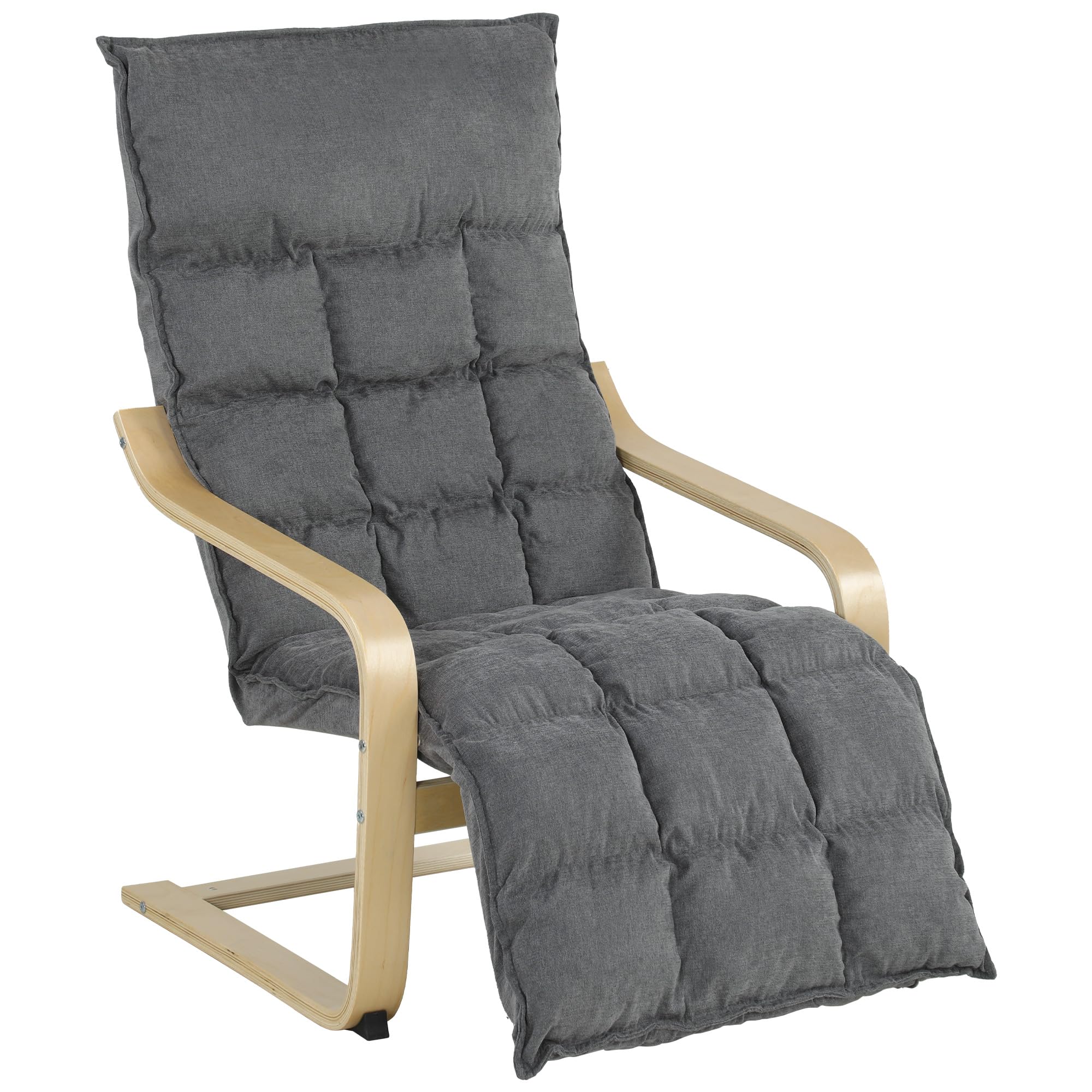 HOMCOM Sillón de Salón con Reposapiés Balanceo Suave, Respaldo Alto Gris