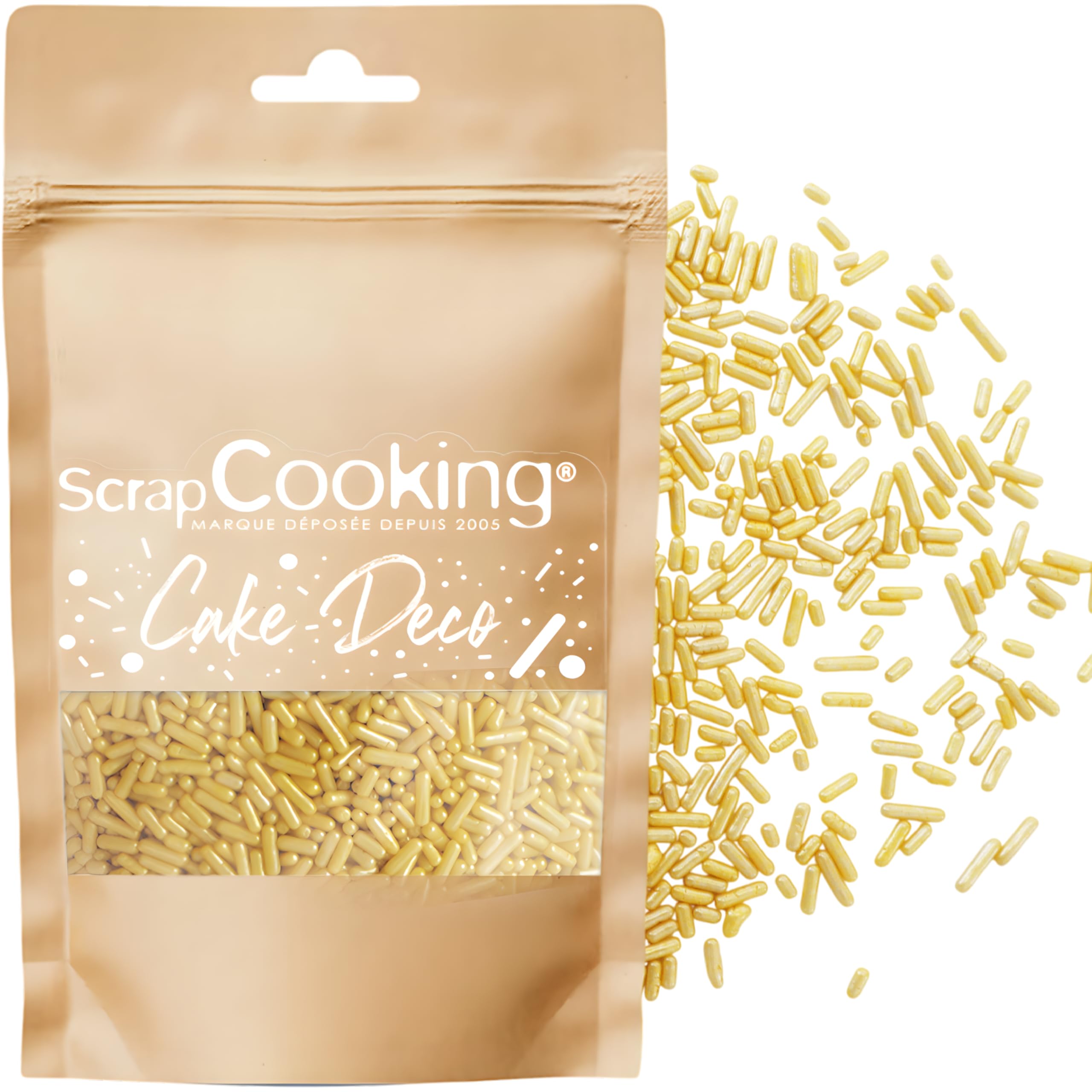 ScrapCooking - Goldene Schokoladenstreusel 60 g - Essbare Dekoration - Schoko-Sprinkles zur Dekoration von Kuchen, Gebäck & Cupcakes - Weihnachten, Geburtstag - 7478