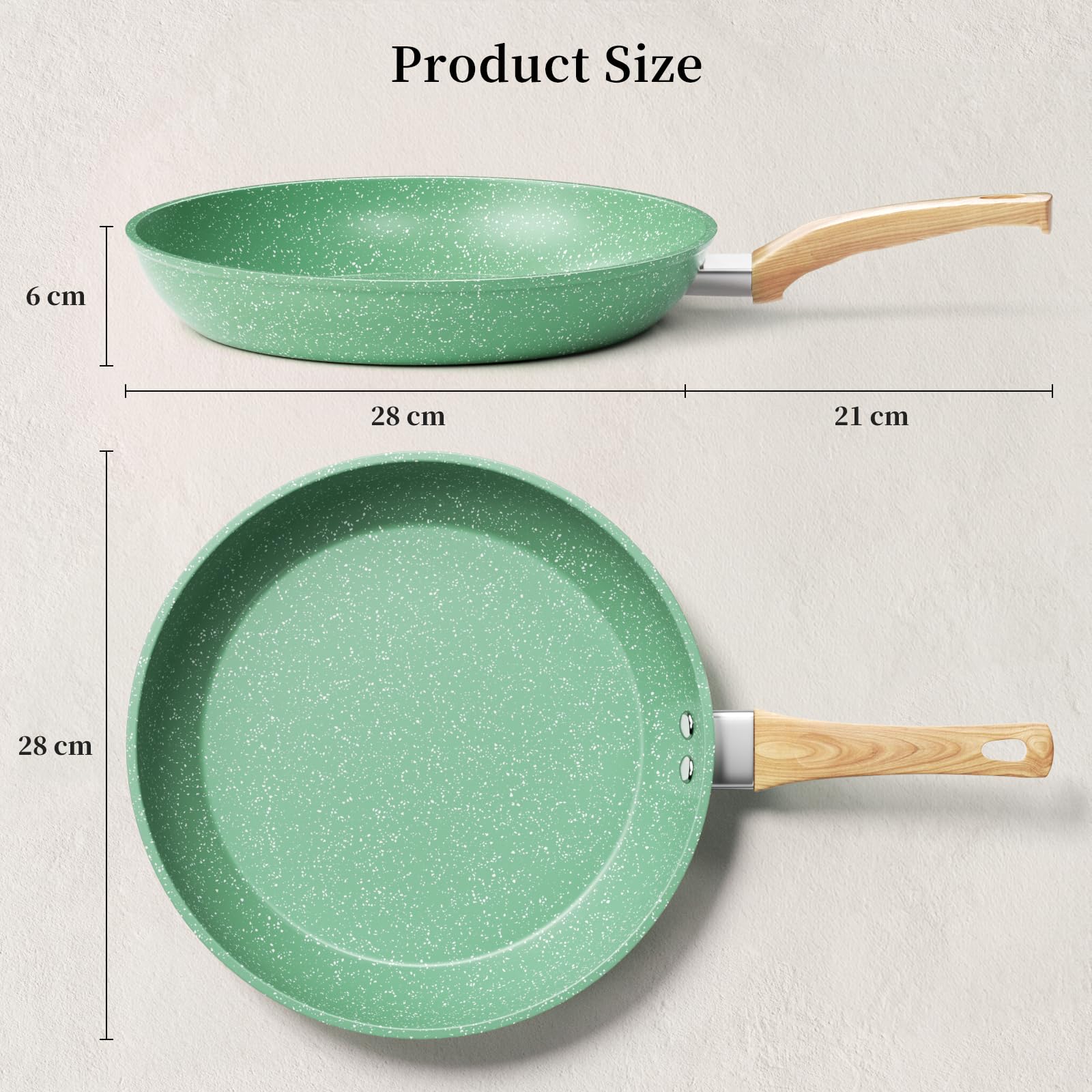 Innerwell Sartén antiadherente 24 cm, Sartenes induccion, Granito revestimiento antiadherentes Profesional, Ceramica Sartén Tortillas, sin PFOA, sin toxicos, apta Horno, Lavavajillas, Rosa — view 64