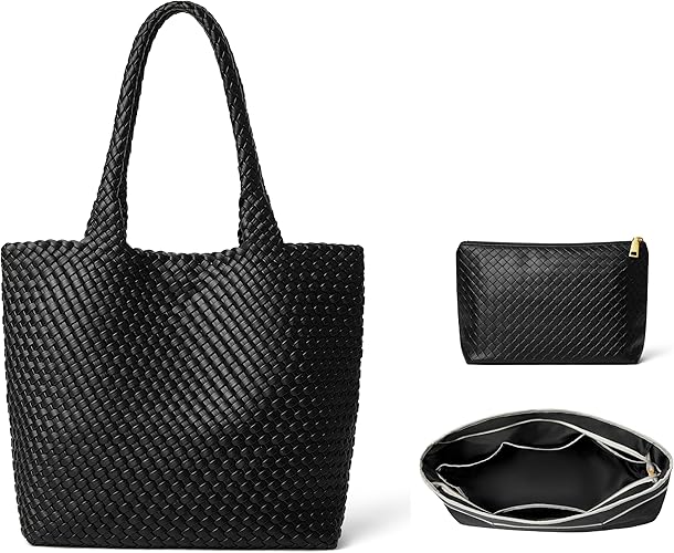 DAILANDO Fashion Woven Tote Bag for Women, Large Capacity Designer Shoulder Weave Hobo Purse