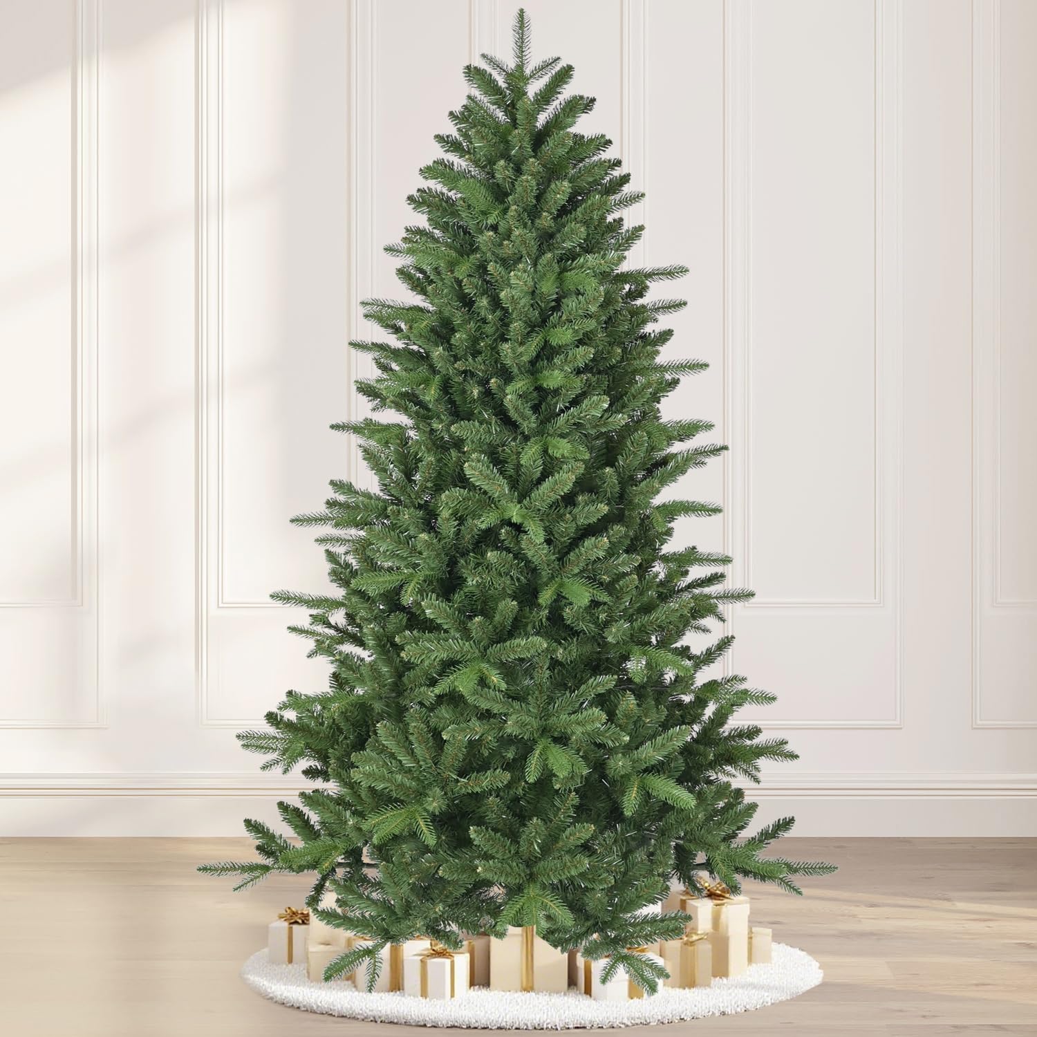 MAKEATREE 6ft Unlit Artificial Christmas Tree, Premium PE/PVC Tips, Hinged Xmas Tree for Outdoor & Indoor, Green
