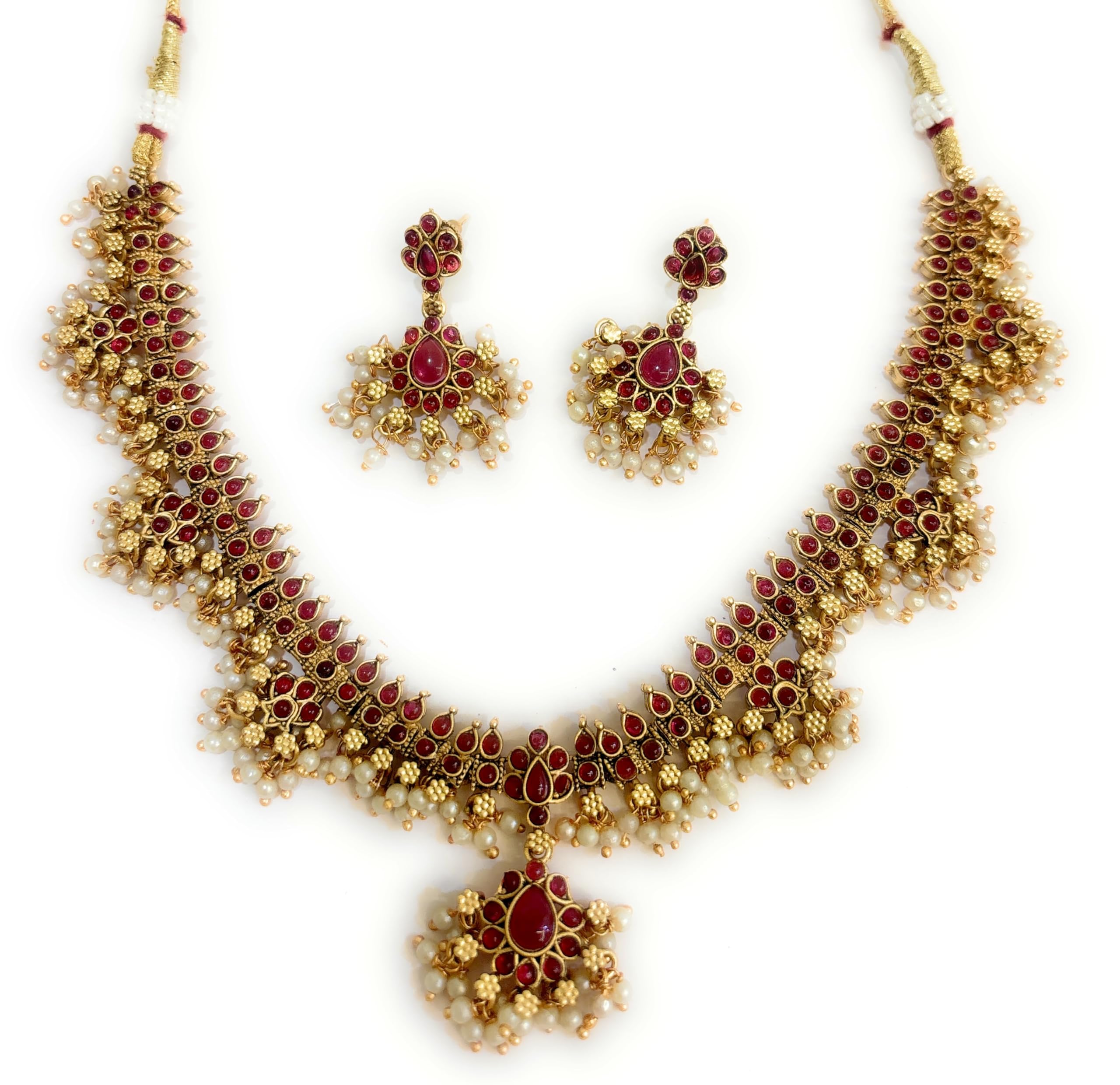 Adyashree Emporium Red Beads Maharani Haar Gold Plated Latest Fashion Necklace Set Maharani Haar with Red, Green colour beads and Earrings. Latest Necklace set Jewellery Set for Women (B0D7HXR8SM) Amazon Price History, Amazon Price Tracker
