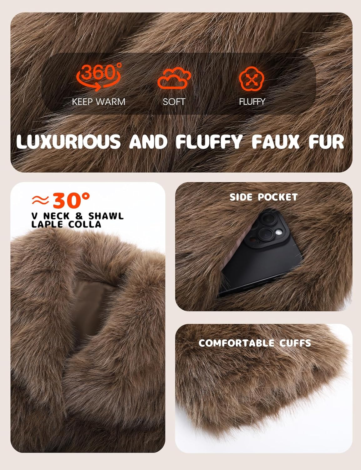 Girls Faux Fur Coat Fluffy Furry Fleece Jacket Kids Warm Winter Shaggy Outwear with Pockets 5-14 Years - Image 7