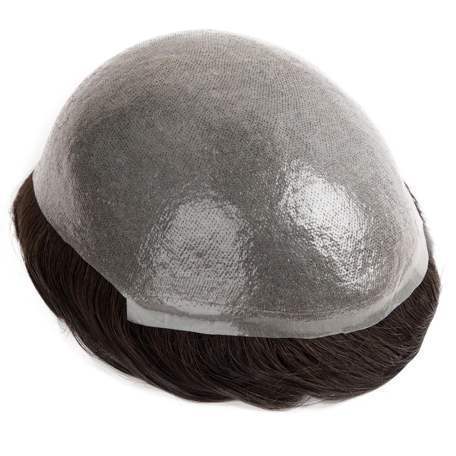 Ehairc Men's 100% Human Hair Toupee, 0.04mm Thin Skin Double Knots, 8x10 Inch 120% Density