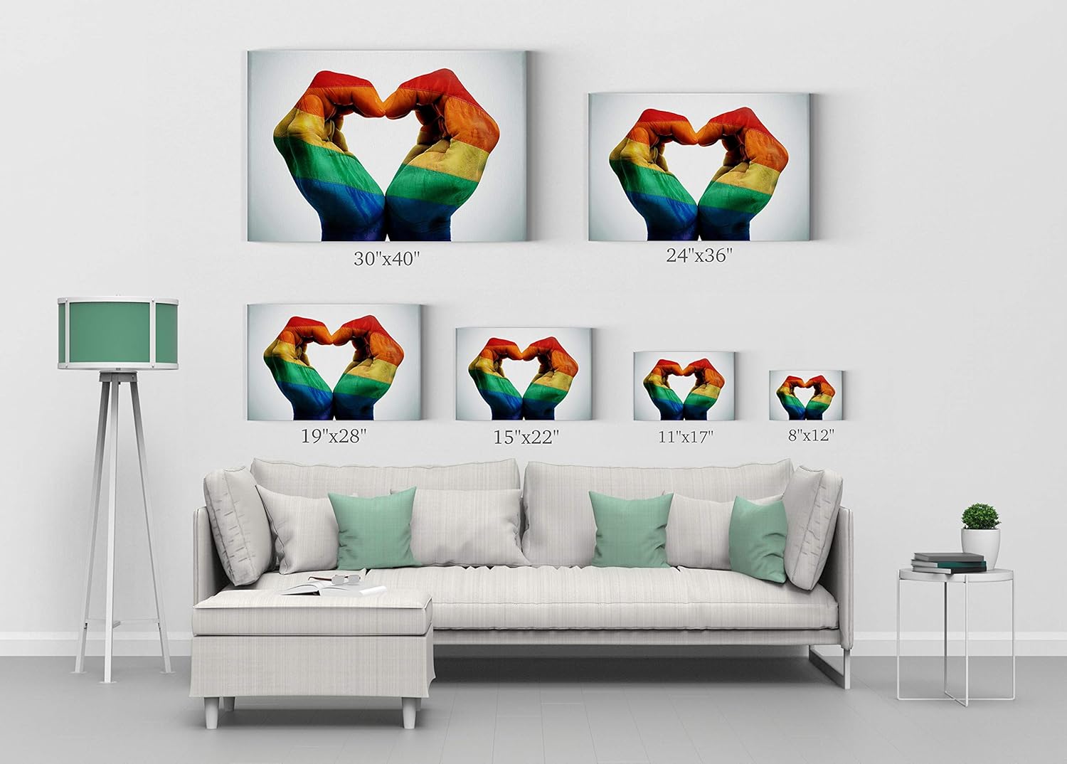 Smile Art Design Gay Flag Canvas Print LGBT Flag Rainbow Colors Lesbian Gay Wall Art Love Living Room Bedroom Decor Artwork Wrapped Stretcher Bars - Handmade in The USA - Ready to Hang 15x22