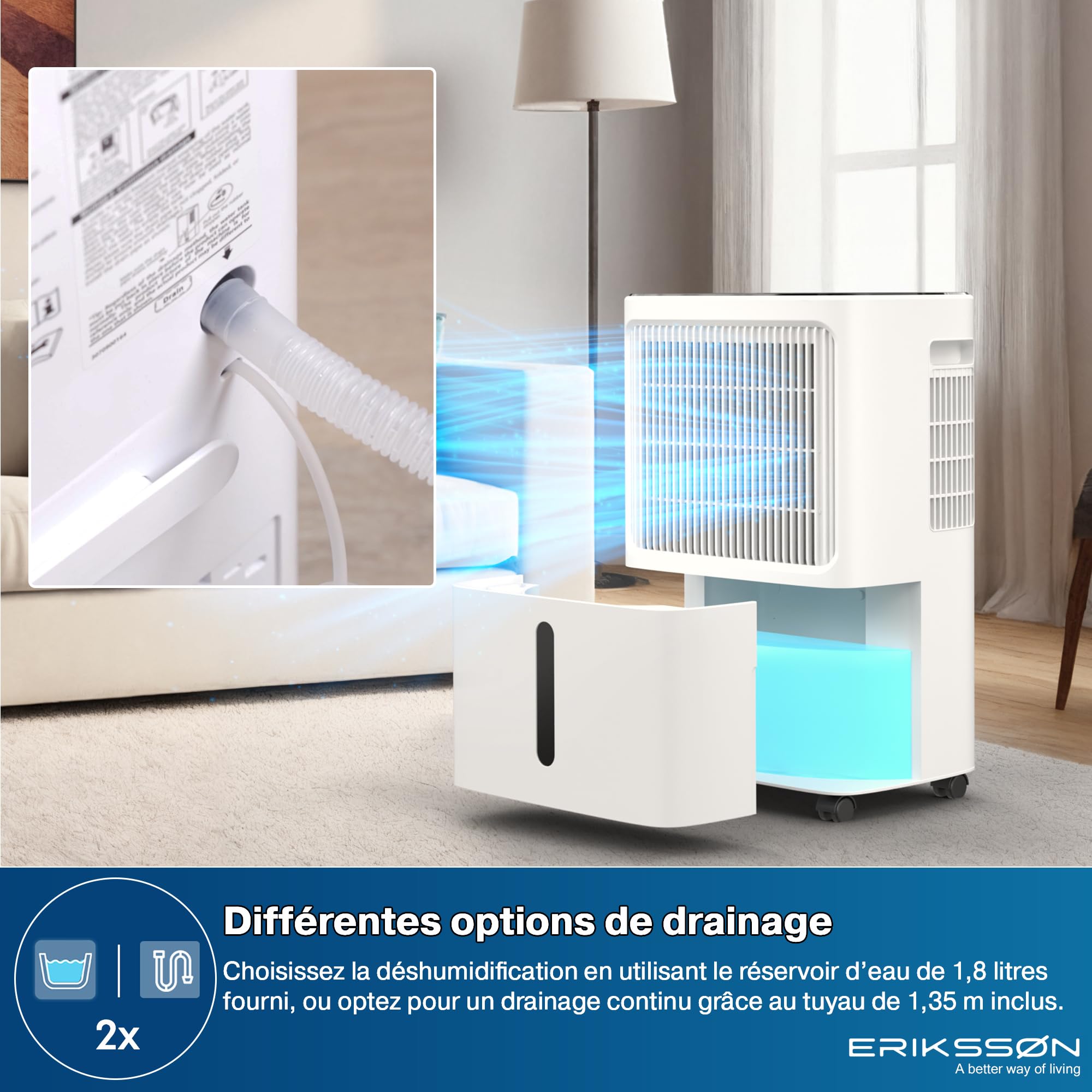 Déshumidificateur avec affichage LED, minuterie et sécurité enfant | Élimine 16 L d'humidité par 24 h | Pour une pièce d'environ 70 m² (140 m³) | écoénergétique avec capteur d'humidité