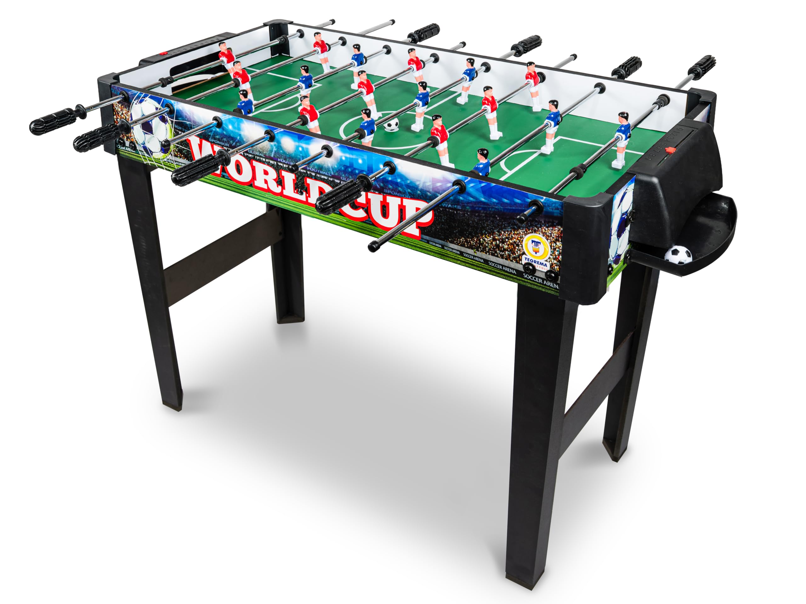 Teorema Giocattoli, calcio balilla edizione worldcup, biliardino da casa con 2 palline e segnapunti, tavolo calciobalilla per adulti e bambini, altezza 62 cm