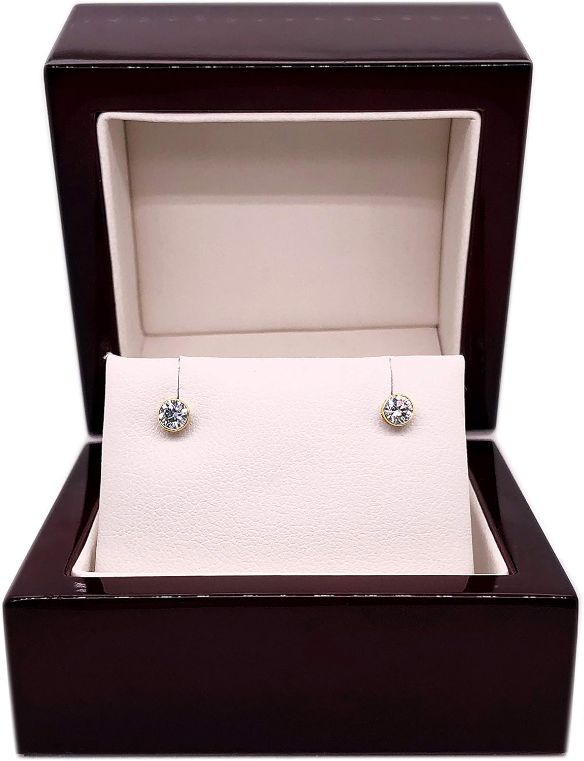 1/3 Carat Lab Grown Diamond Round Stud Earrings in 14k Gold (G-H, VS1-VS2, cttw) Bezel Set Push Back by Diamond Wish