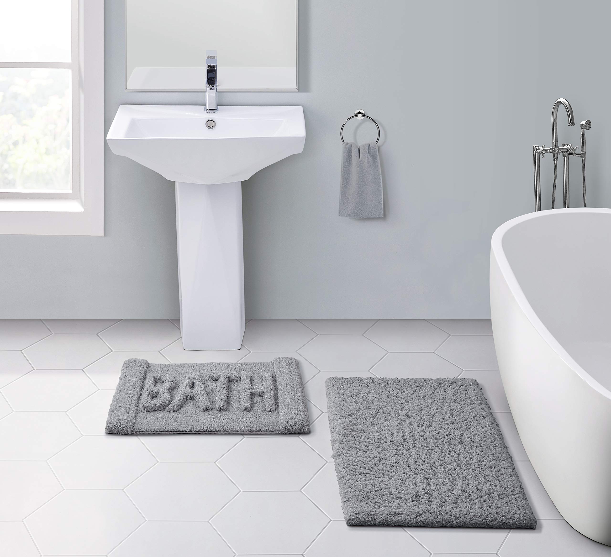 VCNY Home Heathered 2PC Bath Rug Set, Grey