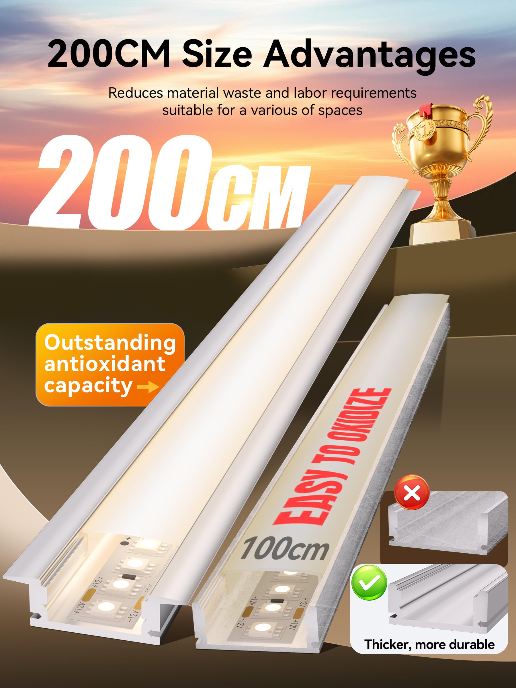 Profilé LED Aluminium 2m×5pc Encadrable Diffuseur Transparent Profilé en U Encastrable Placo Rail Baguette Aluminium pour Ruban Cache Étanche Plafond Profilé LED