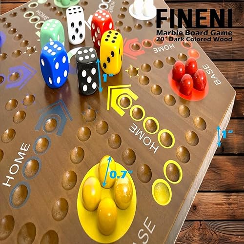 Miniatura 5 de Juegos de mesa de madera, juego de mesa de mármol original con doble cara juego de mesa de pista rápida para 2 a 6 jugadores, juego de mármol de