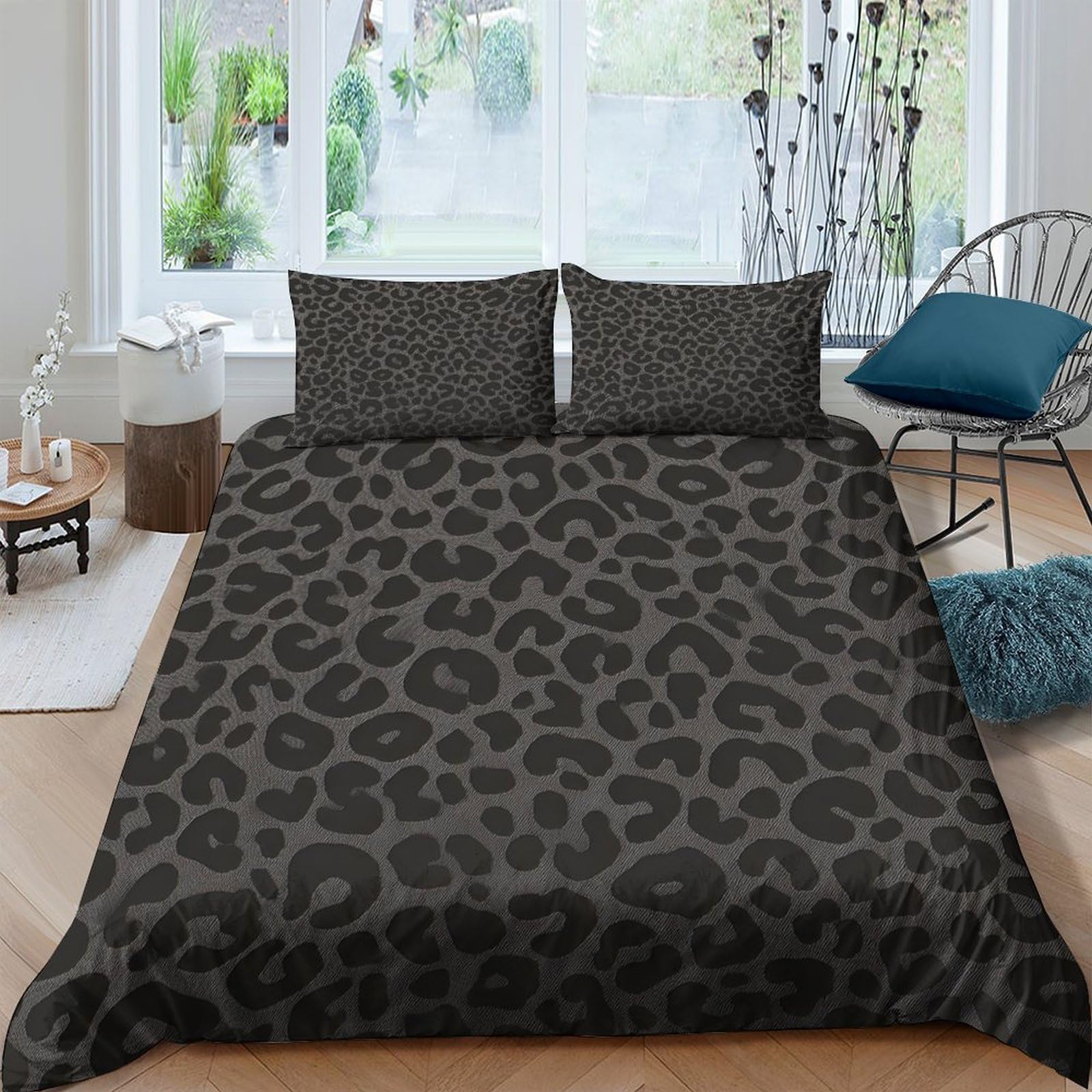 Ctjqhvkz Style-1 3D Printed Dark Leopard Pattern Fitted Sheet Microfiber Non-Slip Animal Skin Bed Cover For Bedroom Guest Room Single（135X200cm）