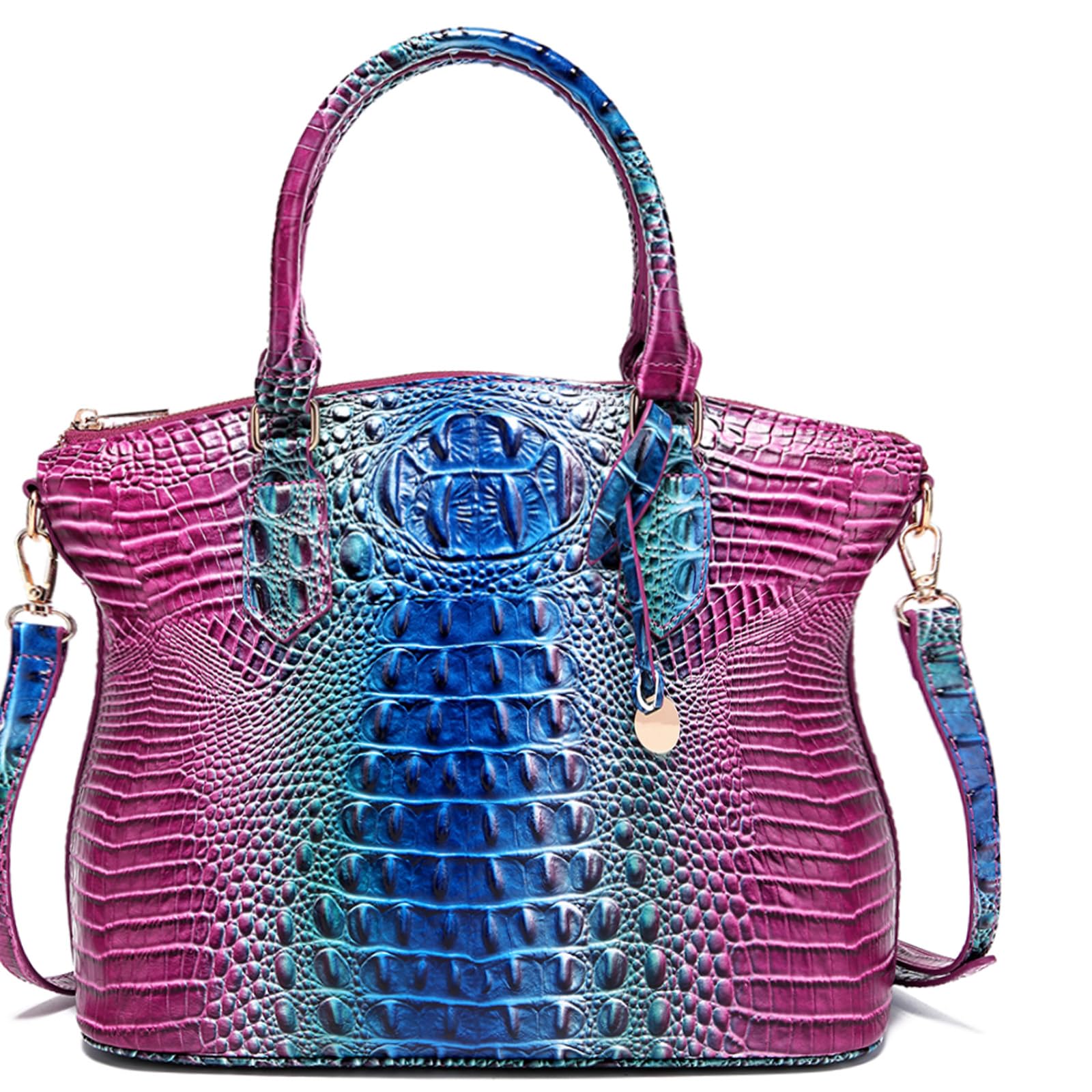 Makcr Joacbv Crocodile Handbag for Women, Satchel Purse with Shoulder Strap | Embossed vegan leather tote with a bold crocodile-pattern texture, rich color depth, dual top handles, and a roomy interior.