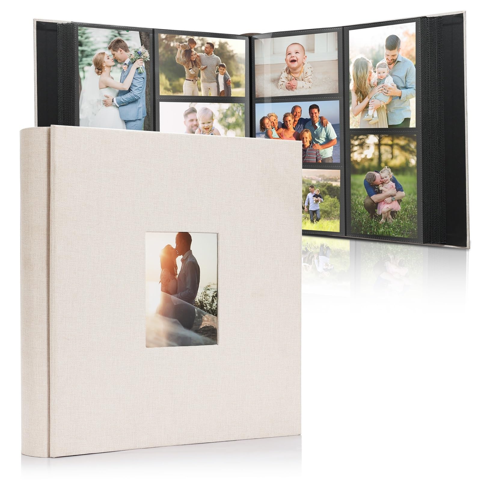 DazSpirit Großes Fotoalbum Einsteckalbum für 1000 Fotos (10x15 cm) - Leinenbindung, Personalisierbar, Ideal für Familie, Hochzeiten, Reisen & Baby-Erinnerungen, Fotobuch zum Einstecken, Schwarz