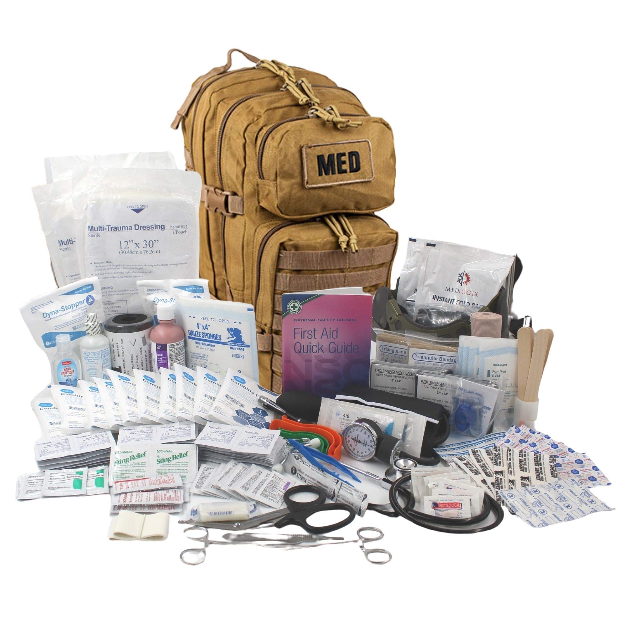 Luminary Tactical Trauma Kit Fully Stocked First Aid Kit Backpack EMS/EMT First Responder Medical Bug Out Bag for Preppers Professionals and Outdoorsman (Coyote Tan)