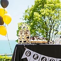 Vista 6 de Blulu 100 bolsas de celofán de graduación, felicitaciones para graduados, bolsas de regalo de plástico con 100 lazos giratorios plateados para Negro