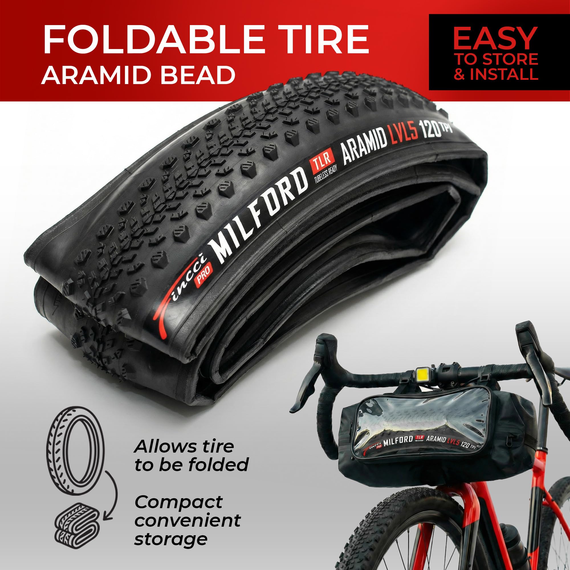 Fincci Par Neumáticos Gravel 700x45 Tubeless TLR - Cubiertas 28 Pulgadas Plegables Kevlar 47-622 1mm Antipinchazos 120 TPI - Neumático para Bicicleta Eléctrica, Híbrida y Touring