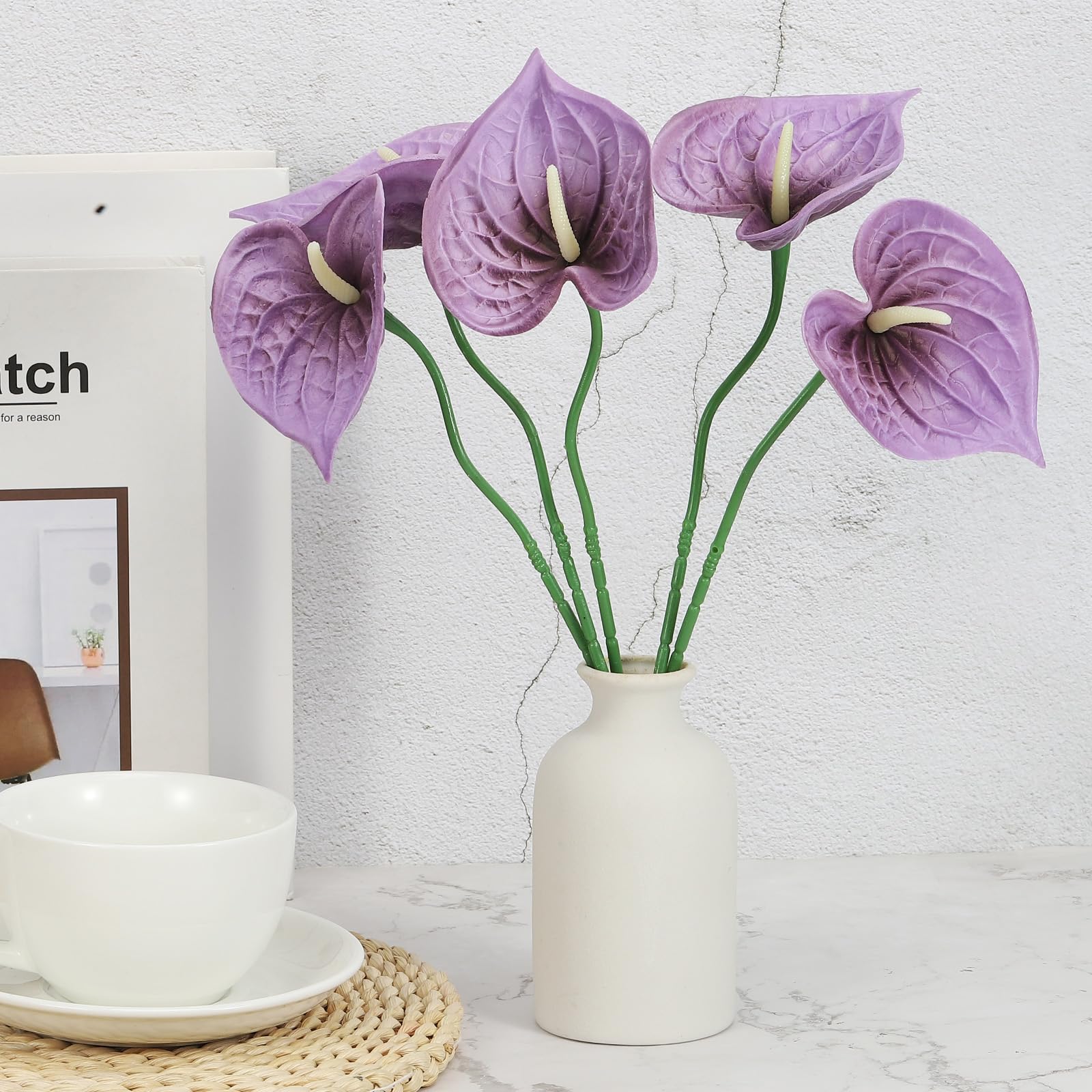 PATIKIL 13" Artificial Anthurium Lily Flowers - Image 4
