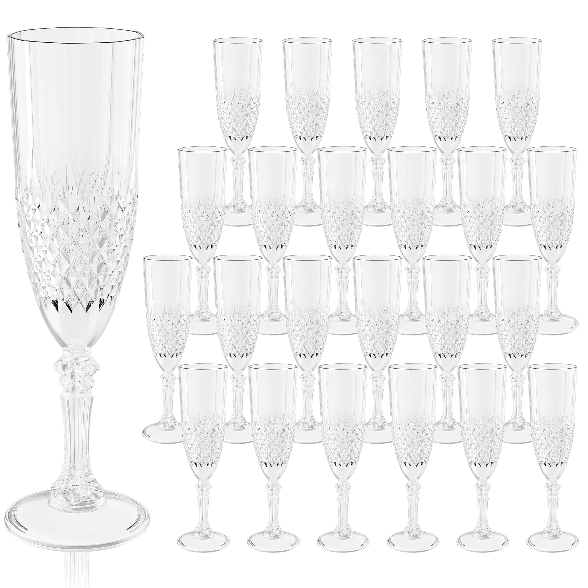 Paquete de 24 copas de champán de plástico, copas de champán reutilizables transparentes