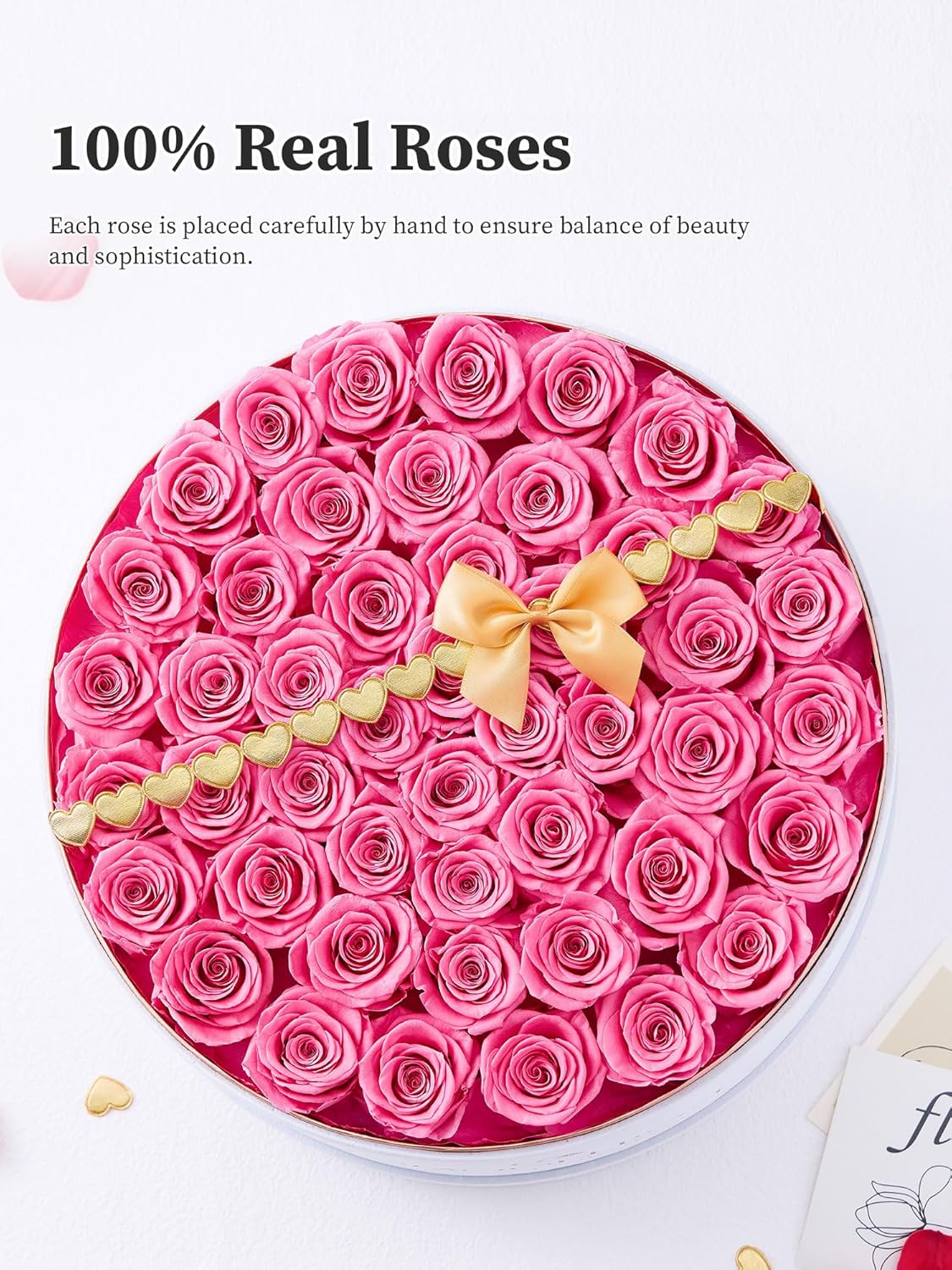 Preserved Roses 47-Piece Real Forever Flowers in a Box, Birthday Gifts for Women, Mothers Day Roses Gift for Mom Wife Valentine's Day (Pink) - Image 3