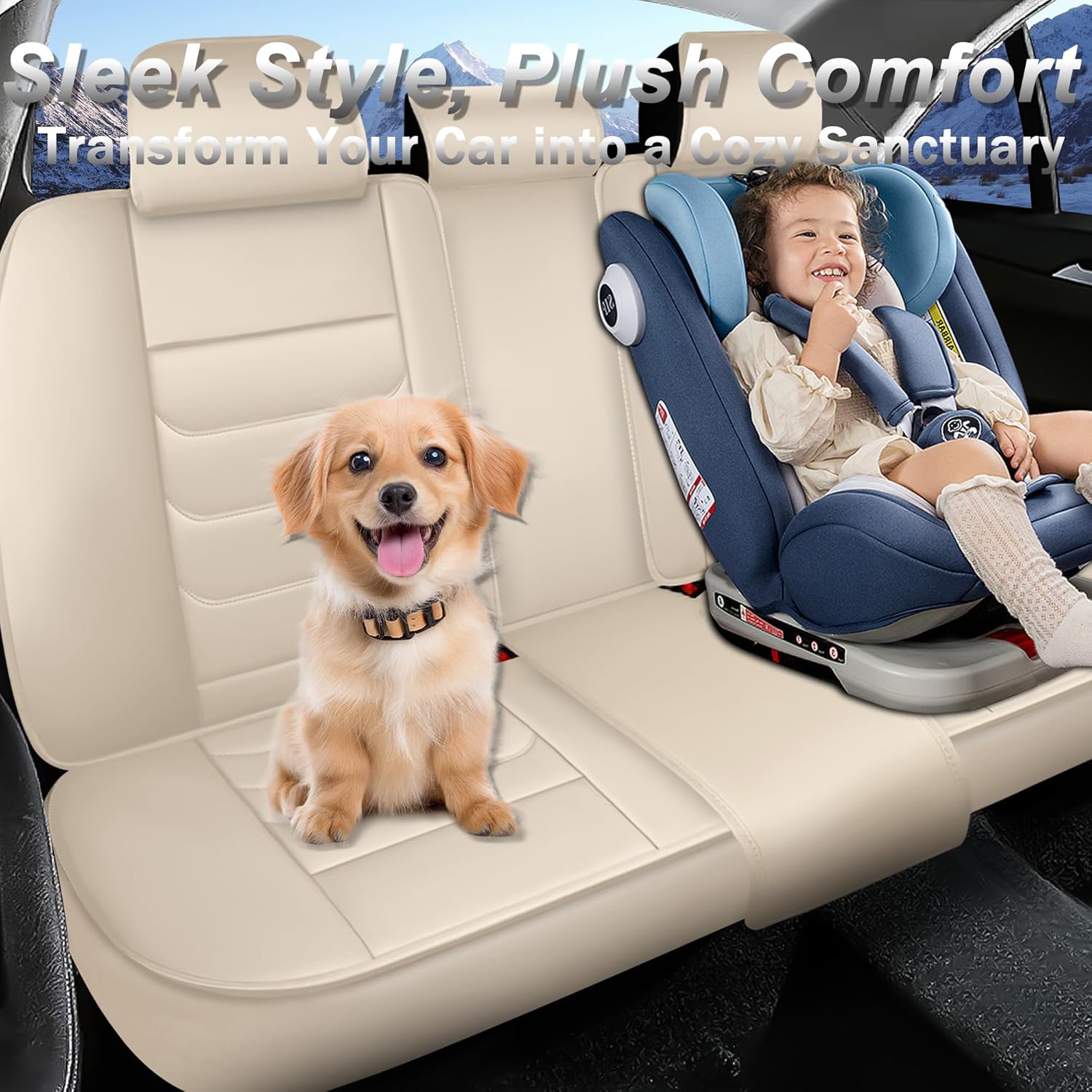 Leather Seat Covers Fit for Nissen Murano 2003-2025 Breathable Waterproof Stylish Car Seat Cover Automotive Interior Accessories(Full Set Beige)